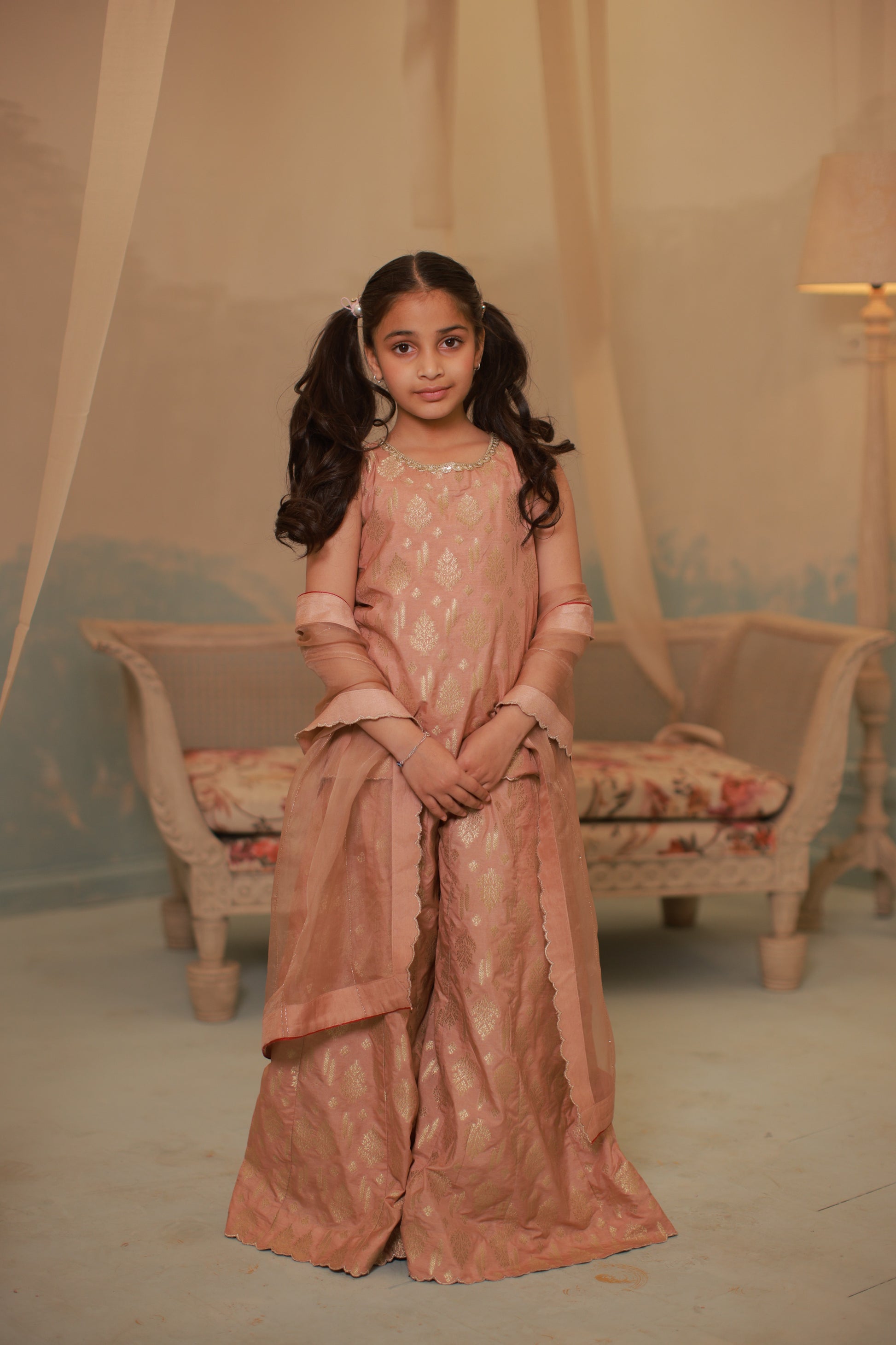 Dusty Pink Sharara Set with Dupatta – Kids Wear