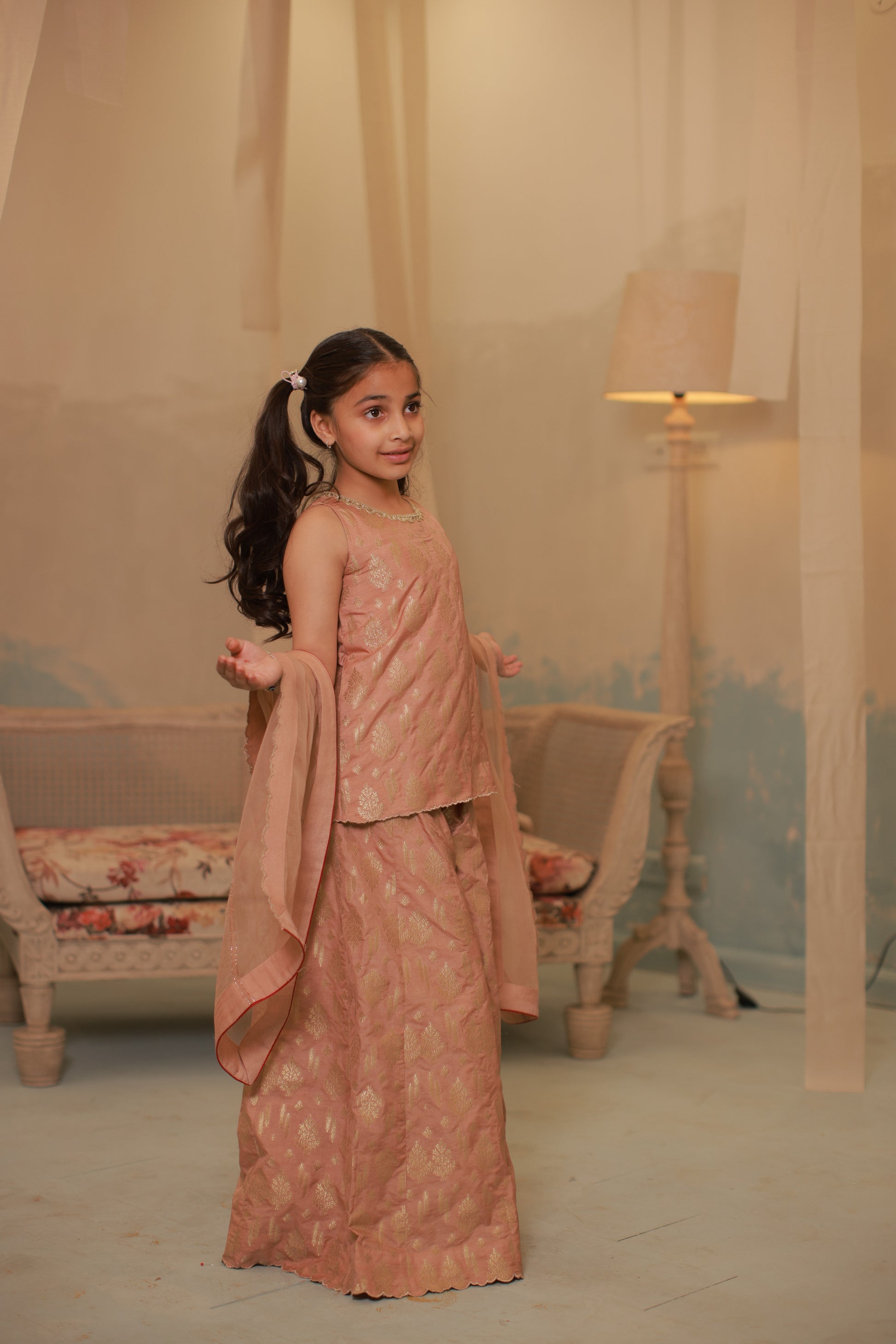 Dusty Pink Sharara Set with Dupatta – Kids Wear