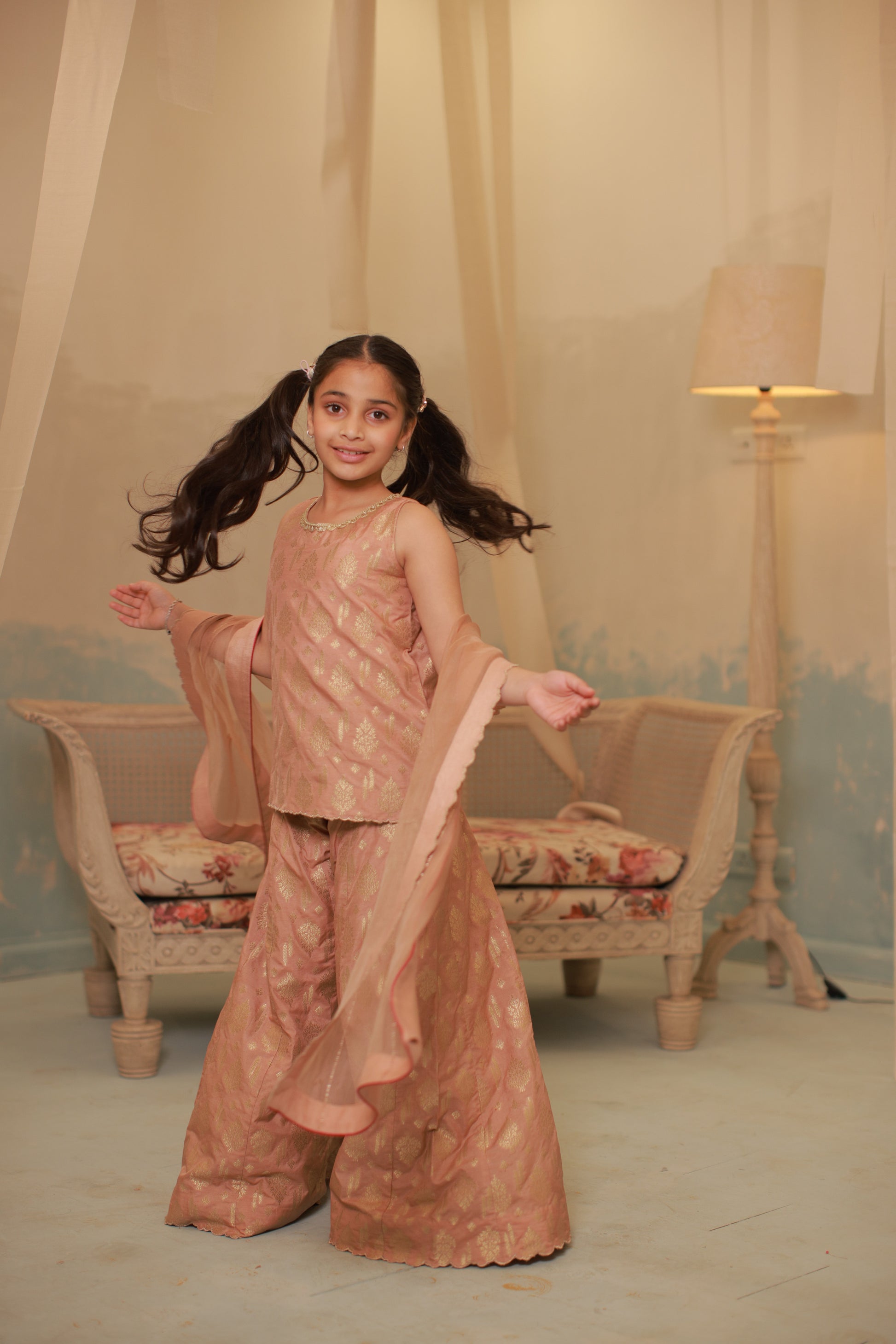 Dusty Pink Sharara Set with Dupatta – Kids Wear