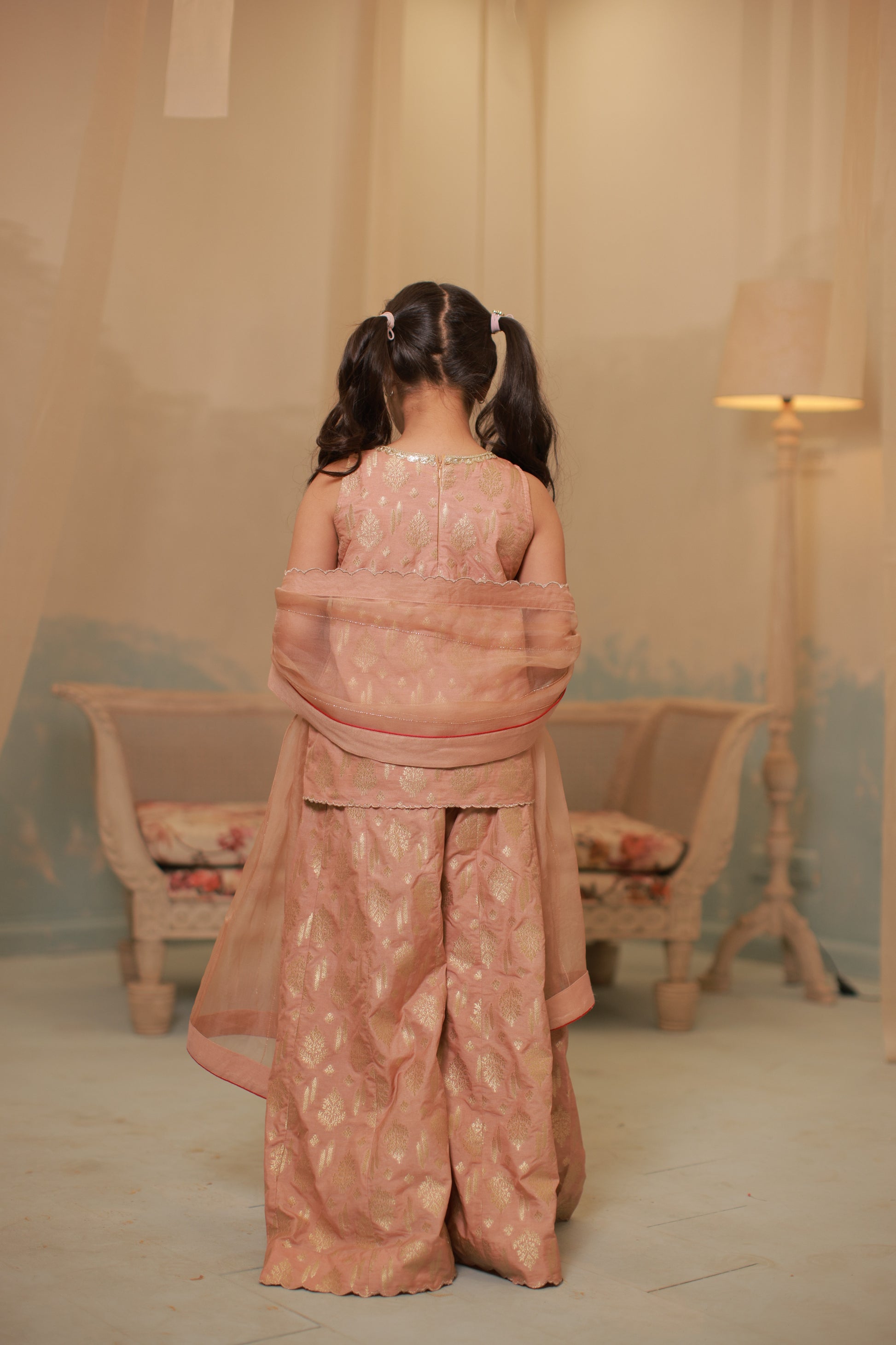 Dusty Pink Sharara Set with Dupatta – Kids Wear