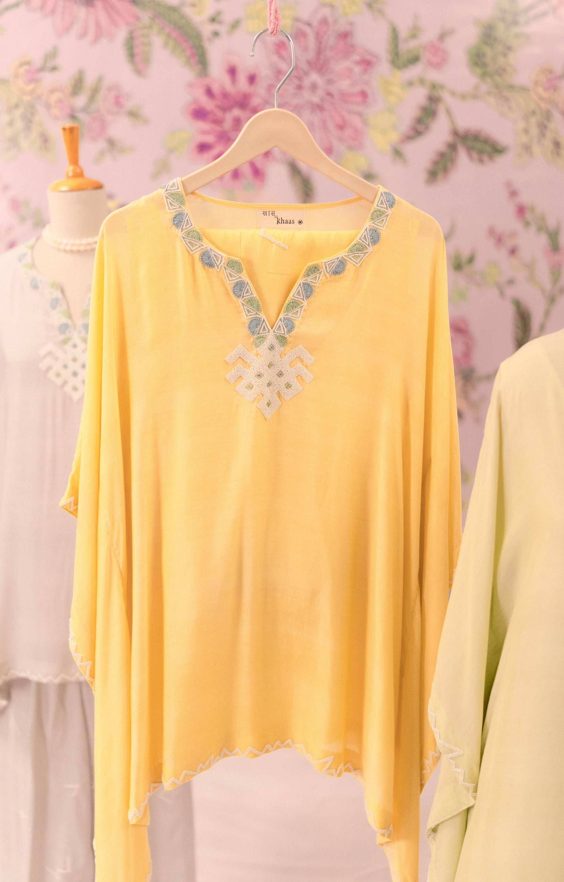Yellow Mul Silk Pearl Embellished Co-Ord Set