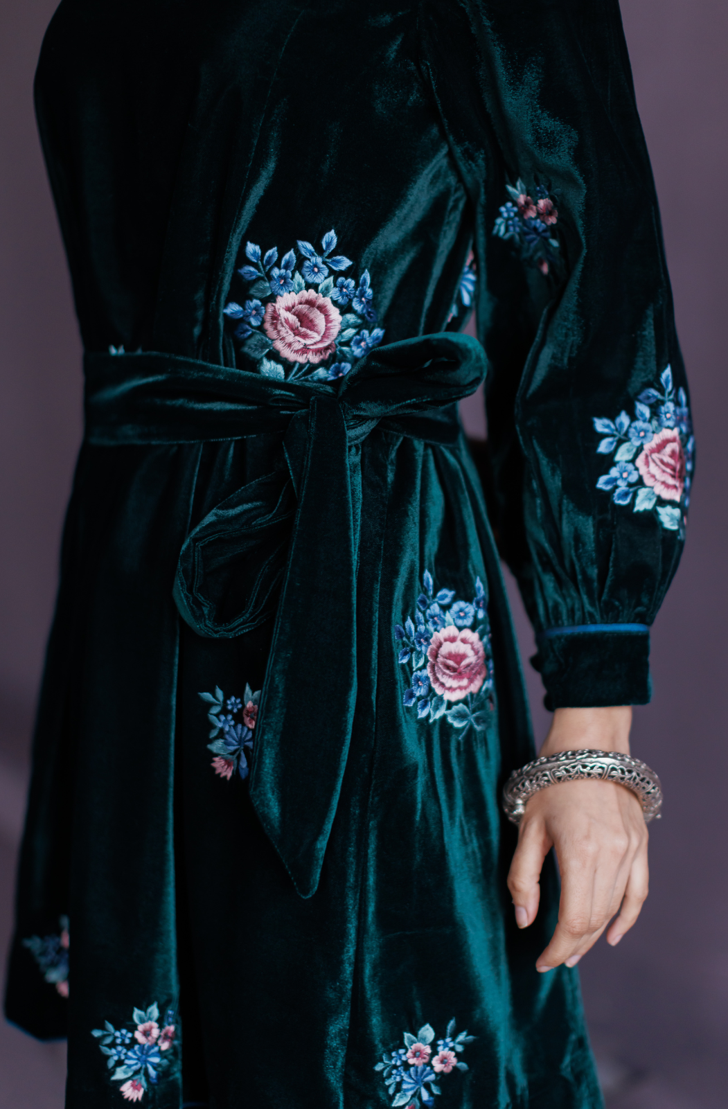 Bottle Green Silk Velvet Co-ord Set