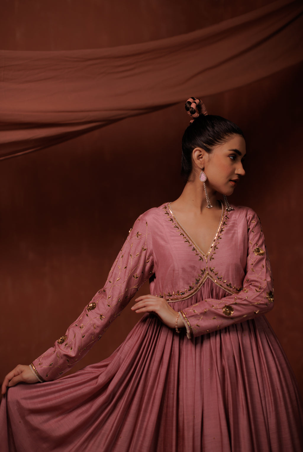 Onion Pink Anarkali Set