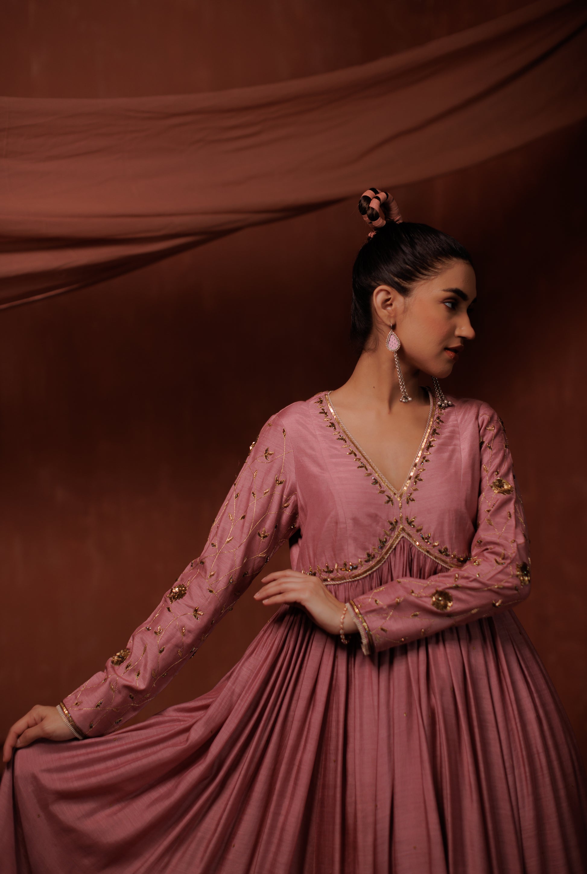 Onion Pink Anarkali Set