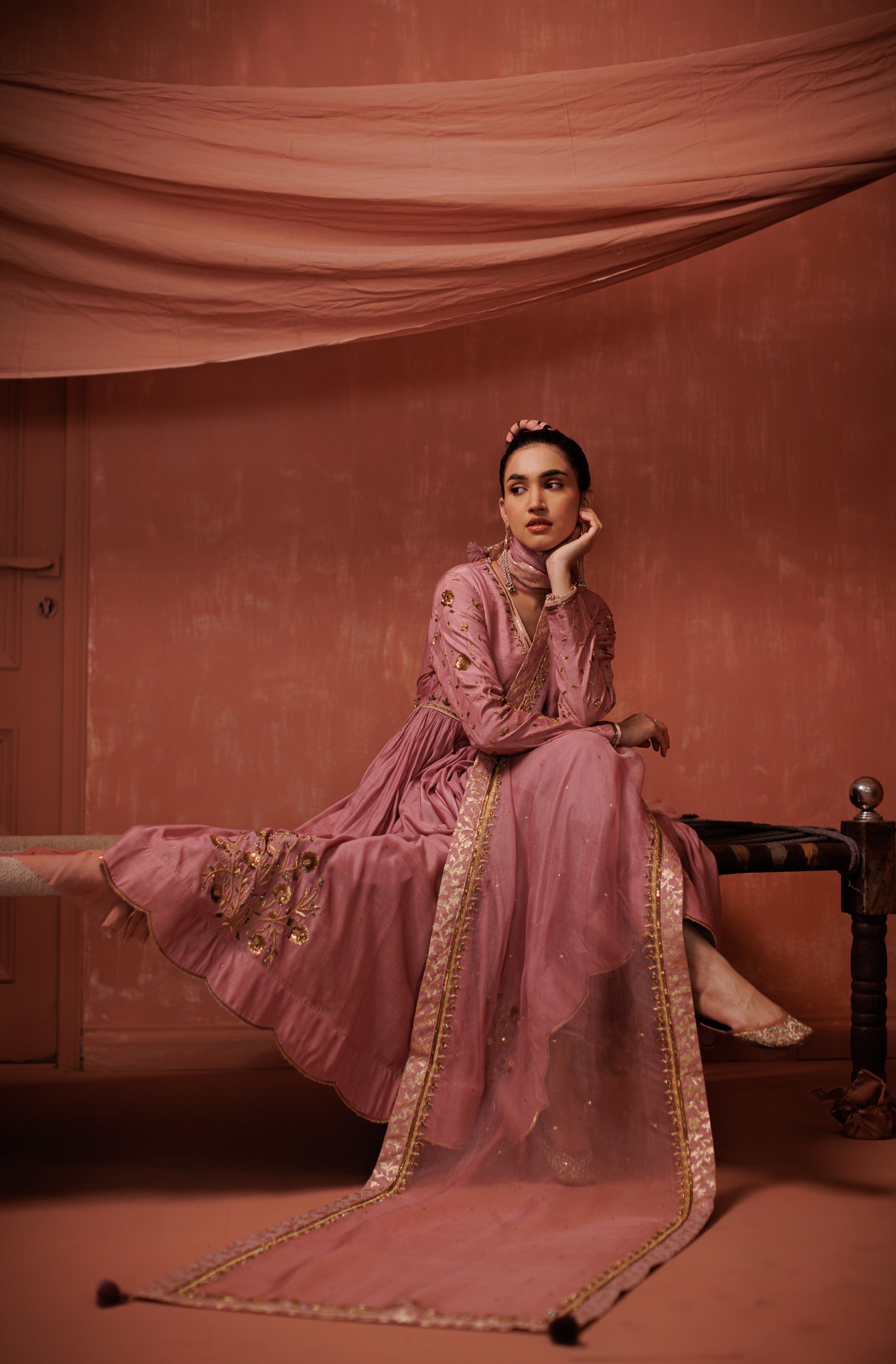 Onion Pink Anarkali Set