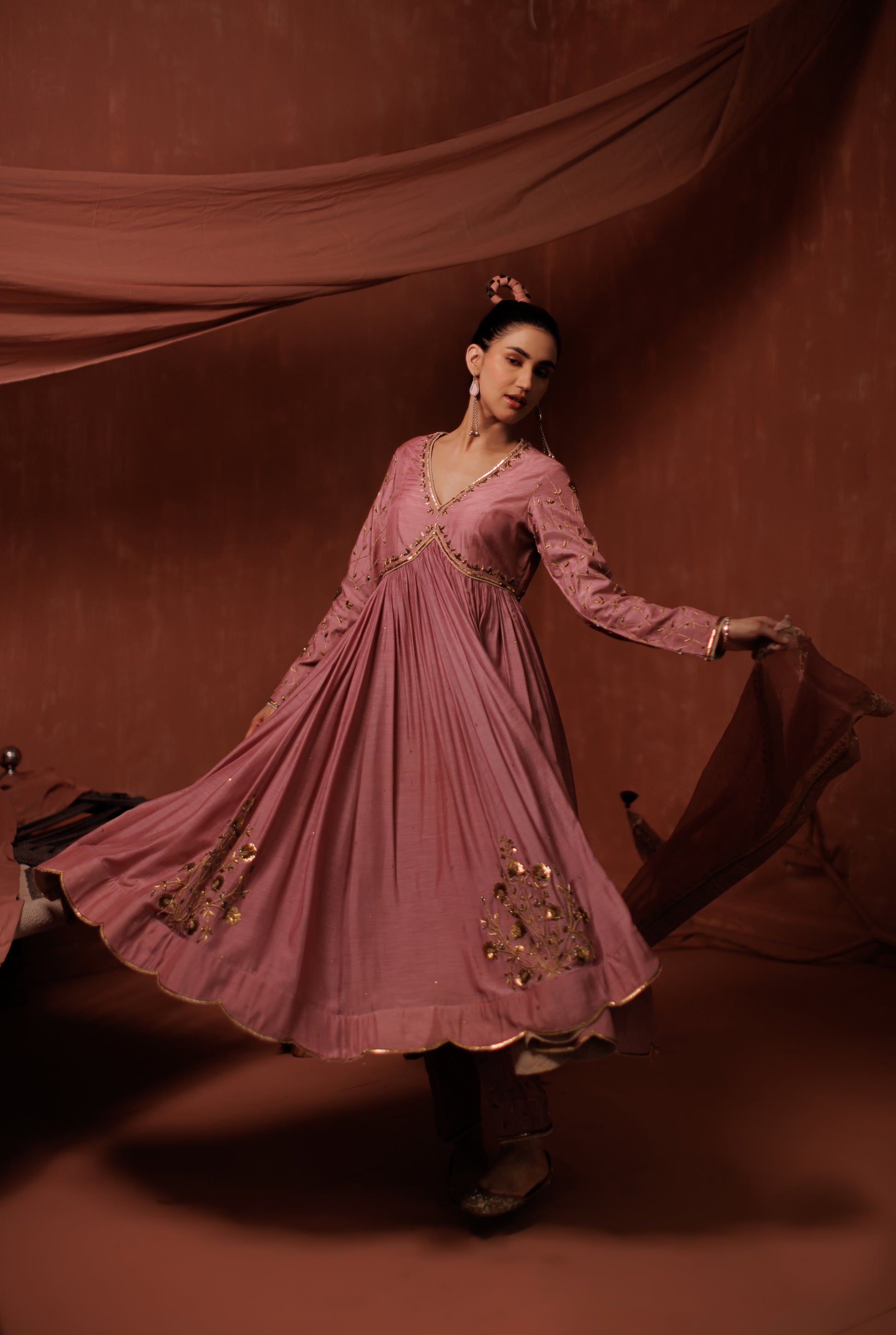 Onion Pink Anarkali Set