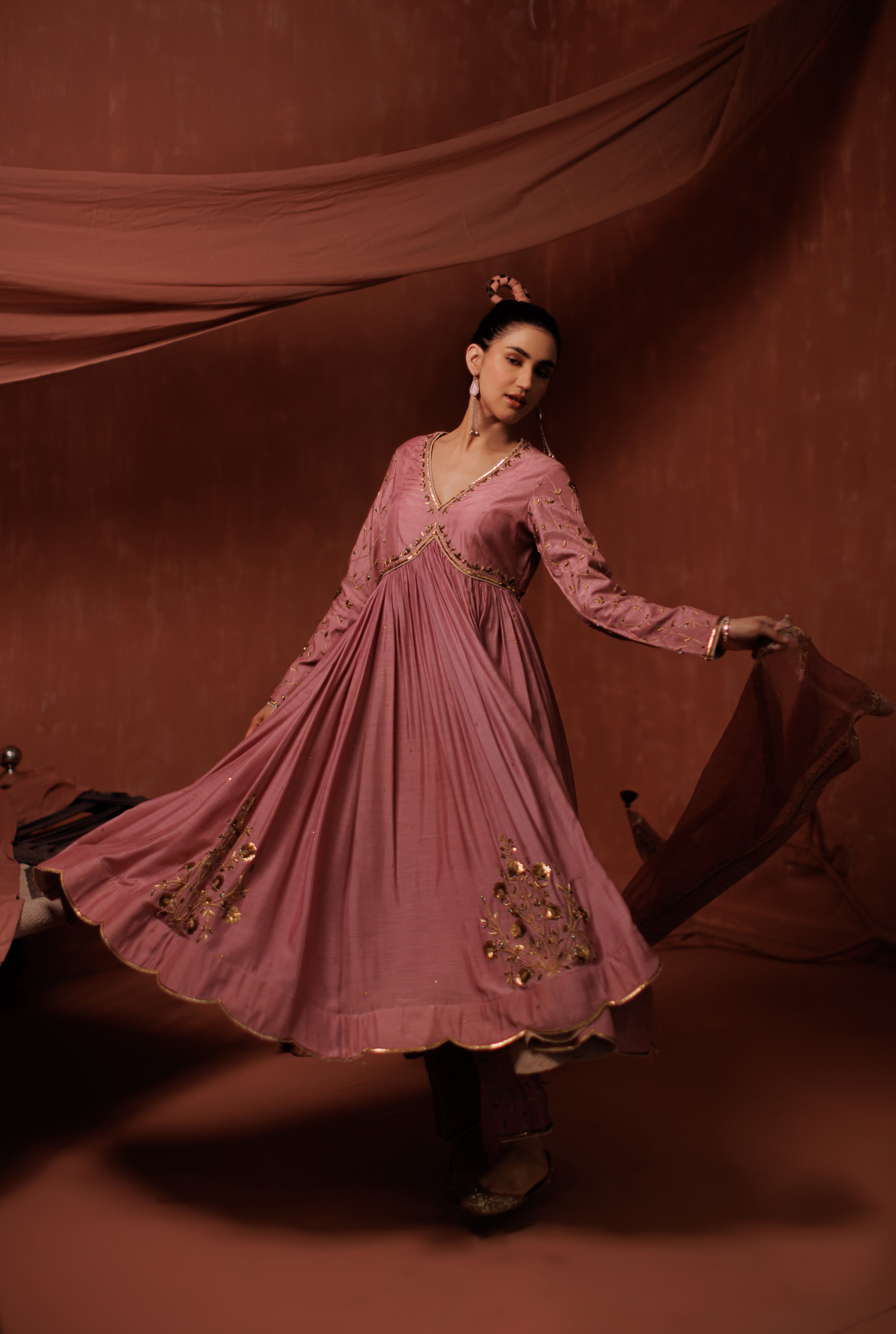 Onion Pink Anarkali Set
