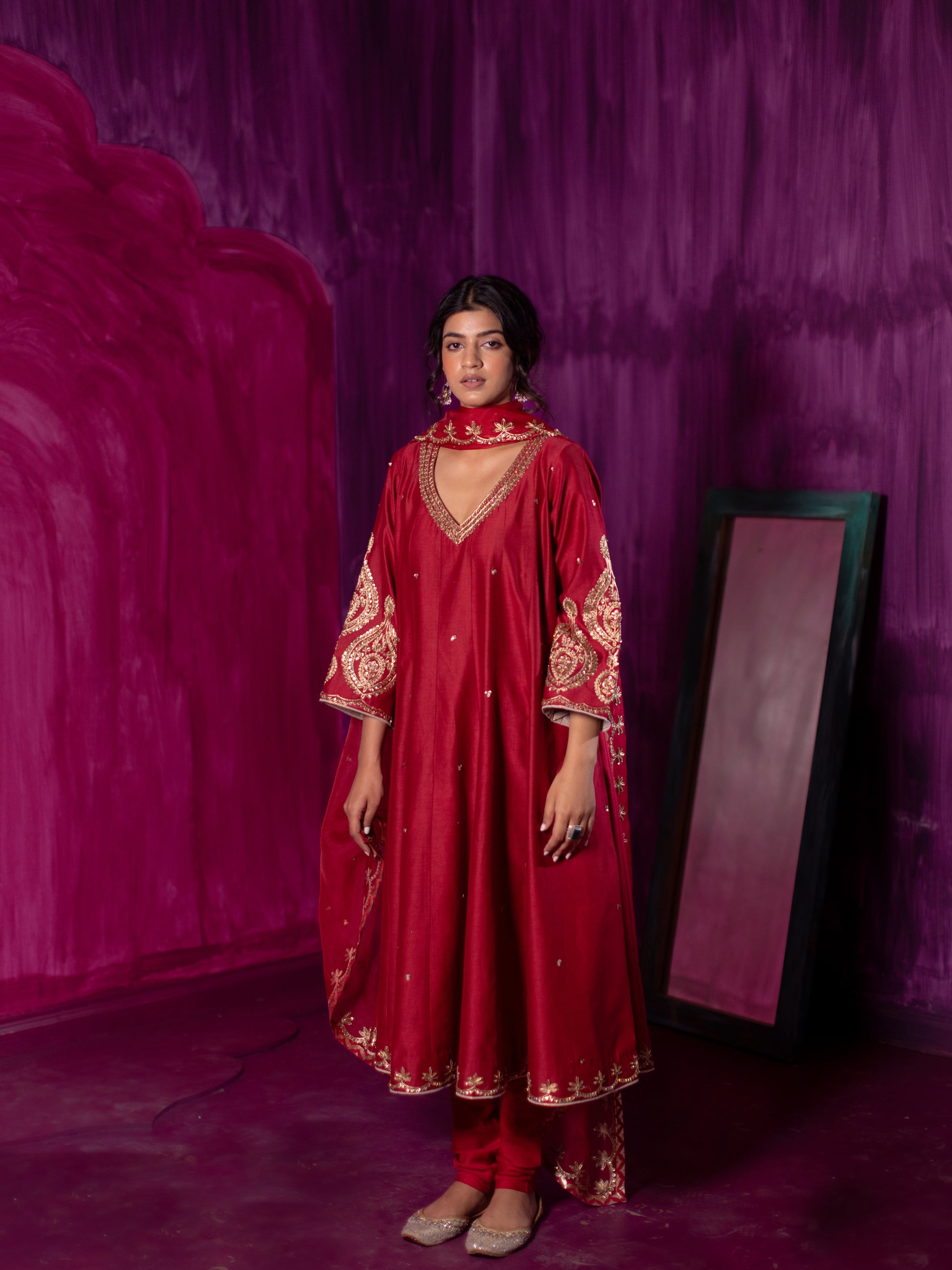 Laal Paan Anarkali Set