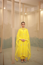 Sunflower yellow hand embroidery suit set