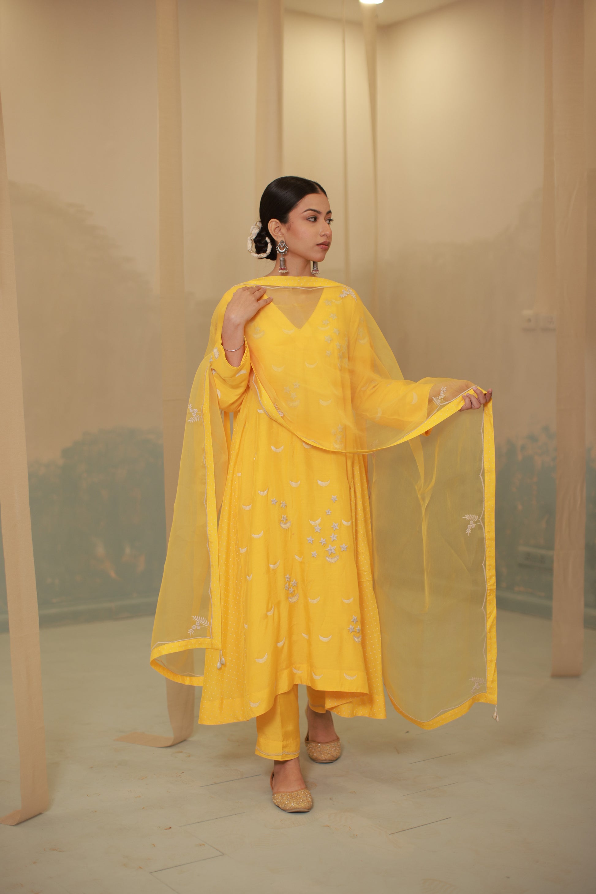 Mustard Hand embroidery suit set