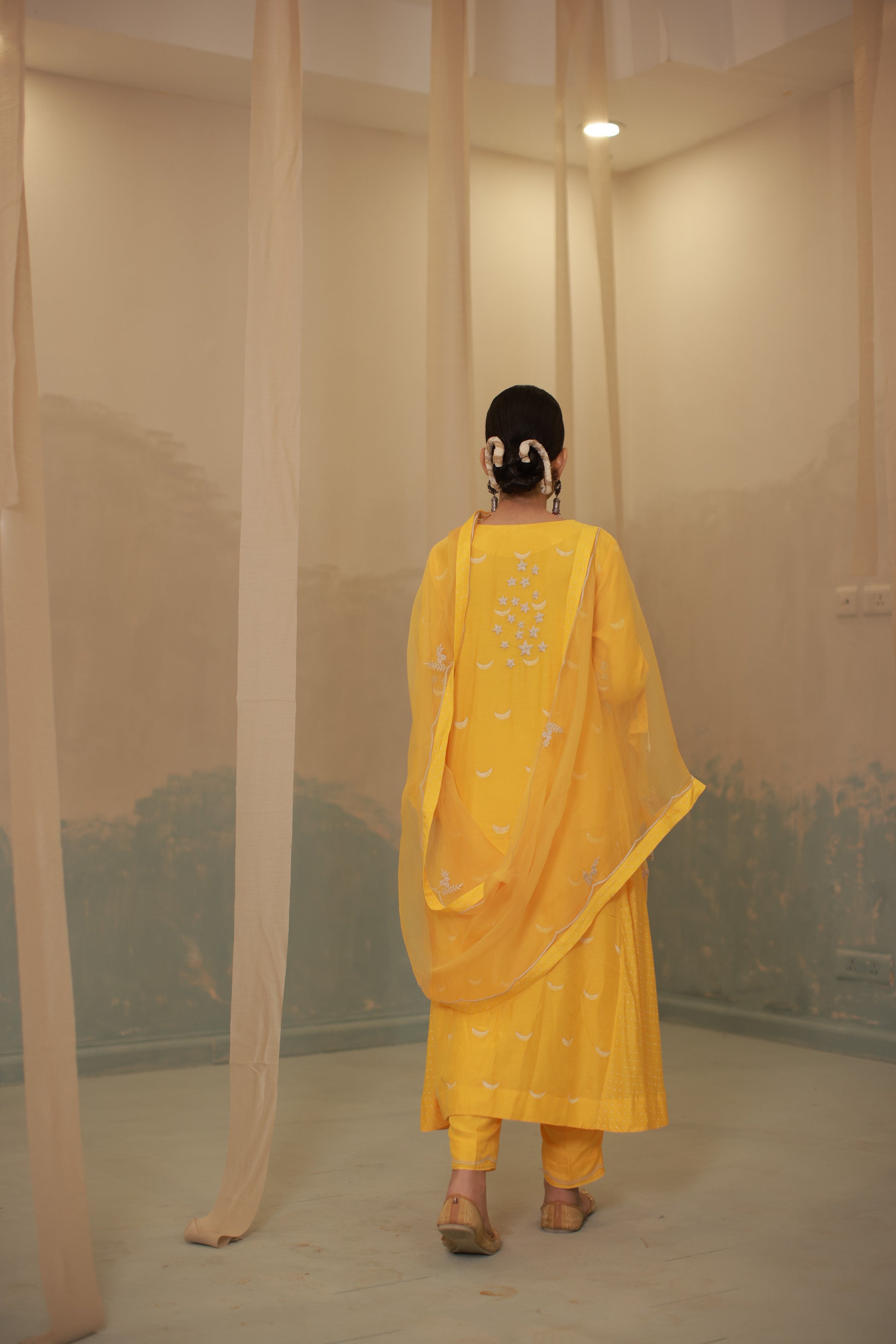 Mustard Hand embroidery suit set