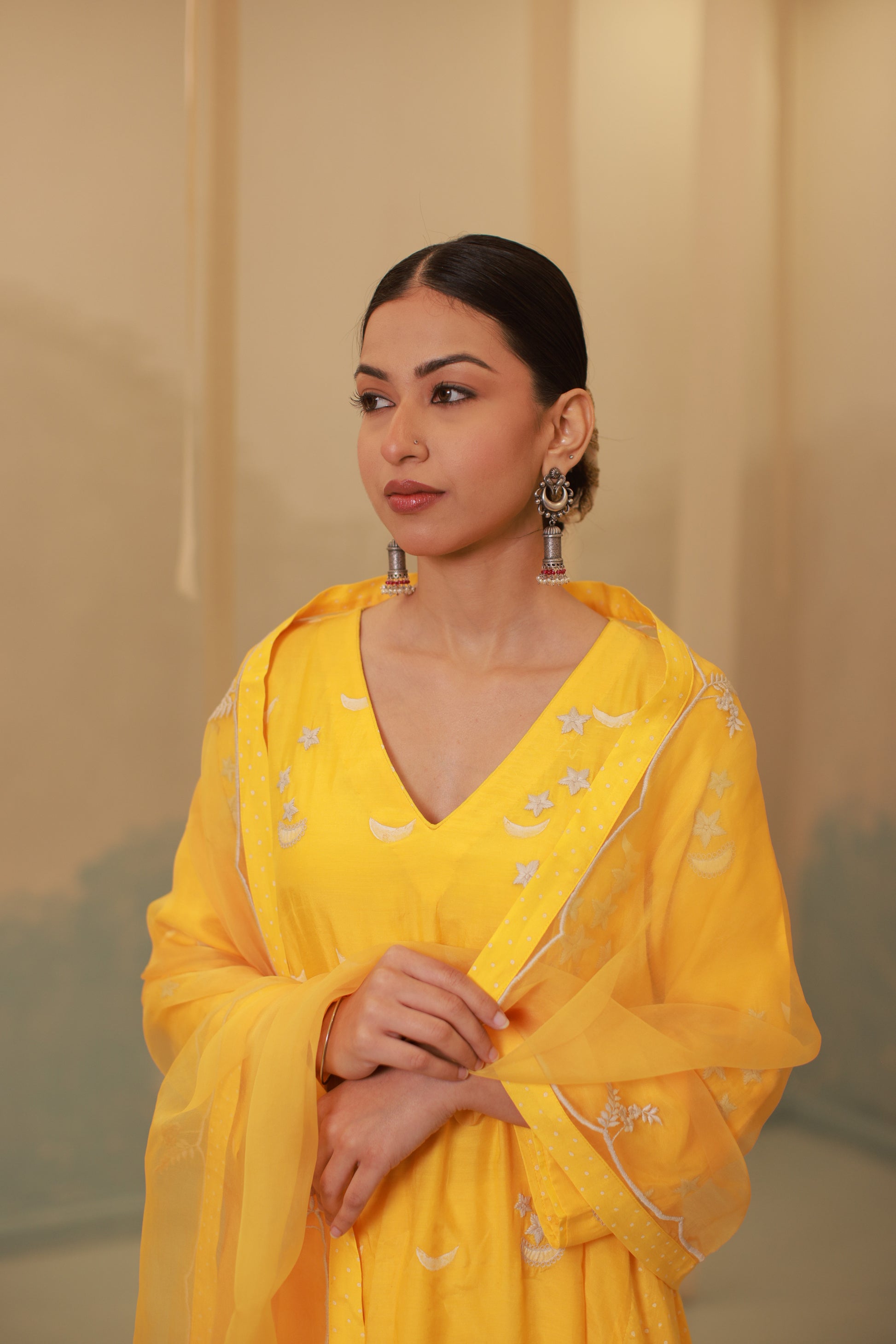 Mustard Hand embroidery suit set