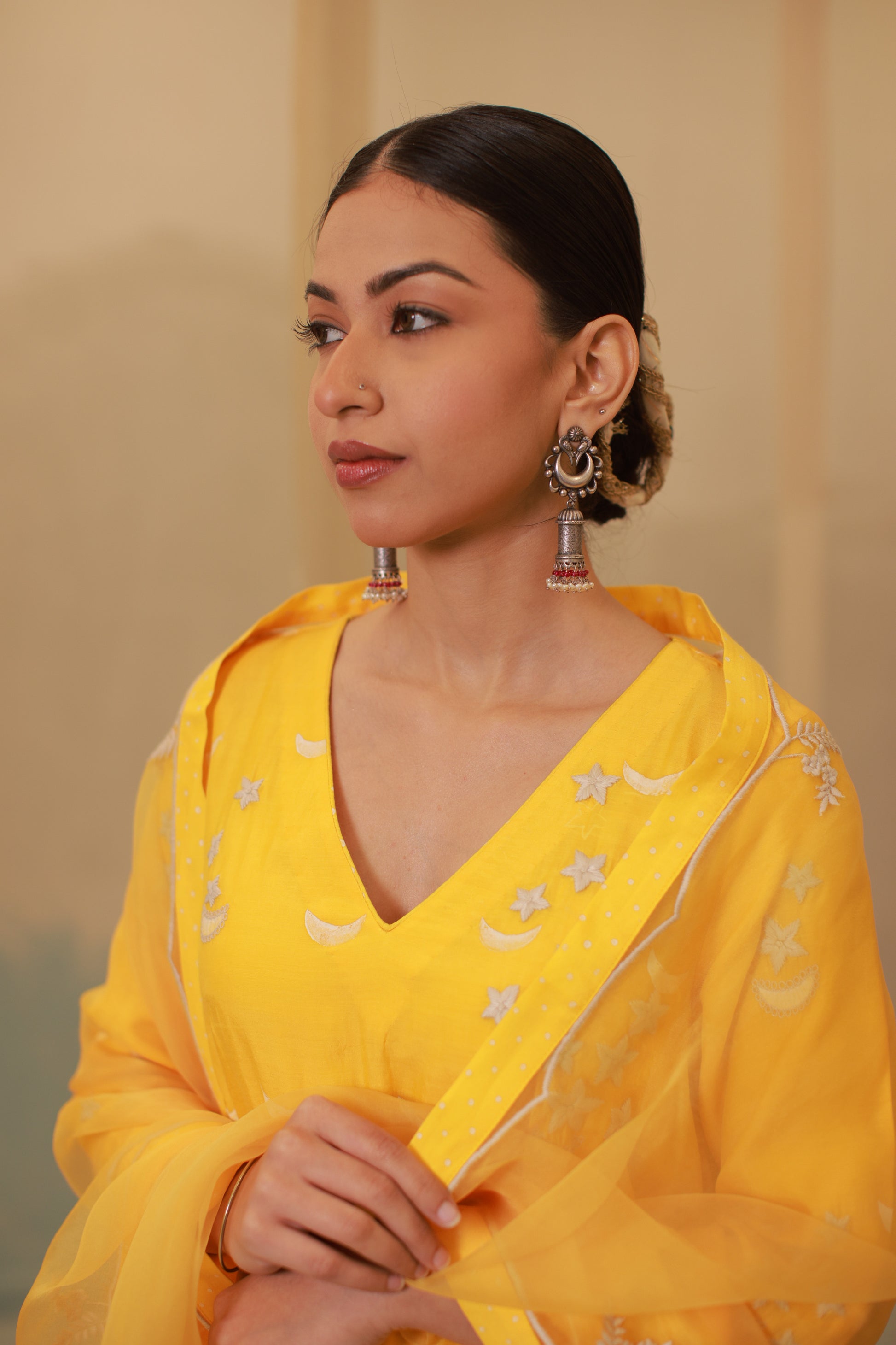 Mustard Hand embroidery suit set