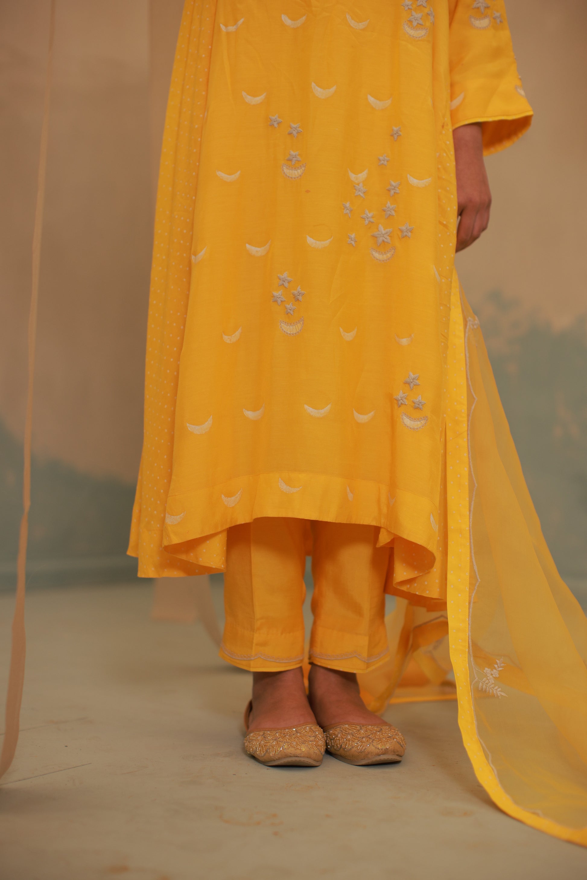 Mustard Hand embroidery suit set