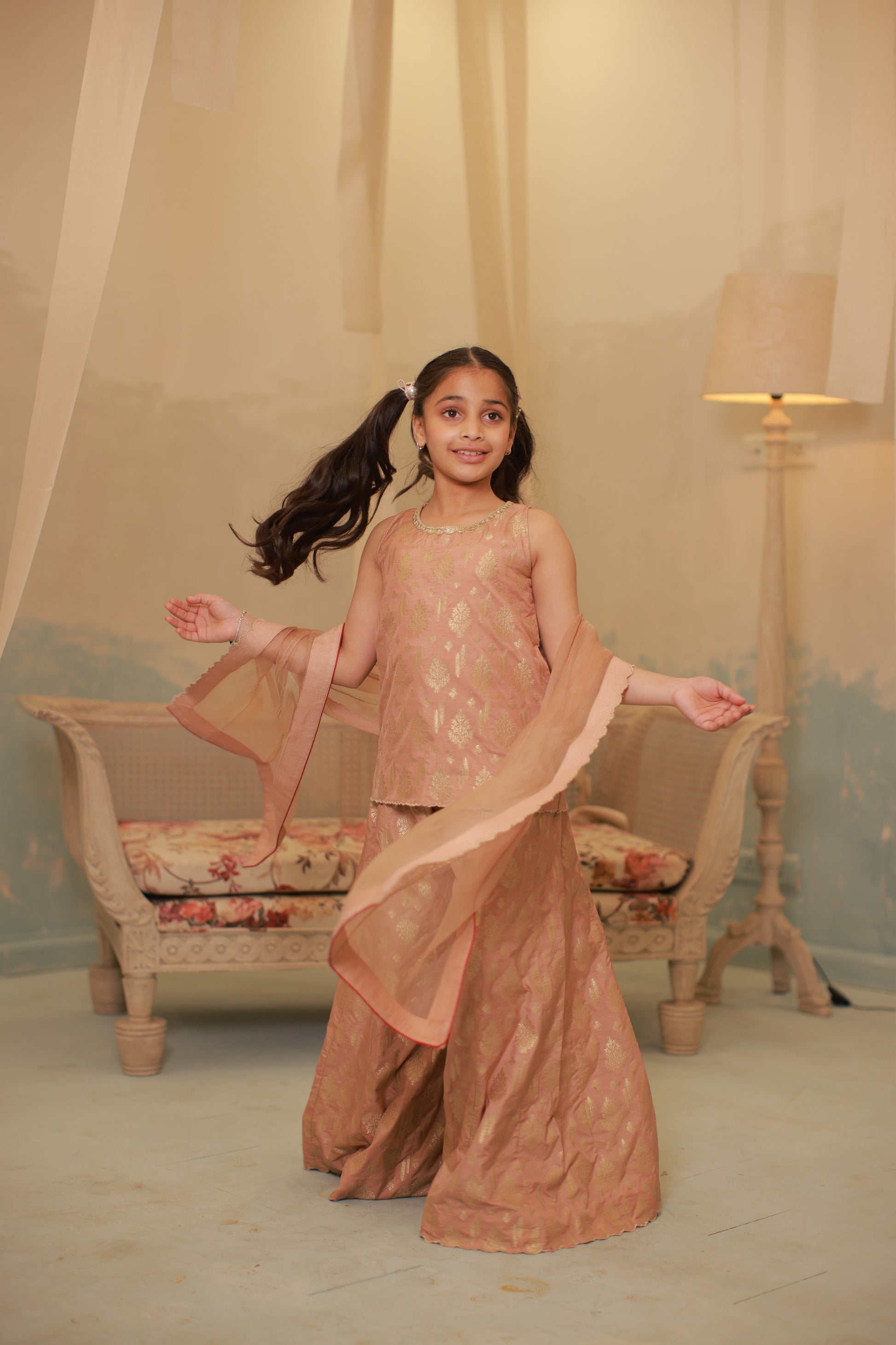 Dusty Pink Sharara Set with Dupatta – Kids Wear