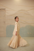 Off-White Hand-Embroidered Sharara Set for Kids