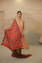 Copper gold tissue sleeveless pocket style suit set