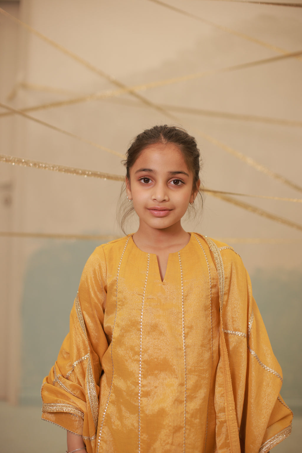 Haldi yellow short anarkali suit set for kids