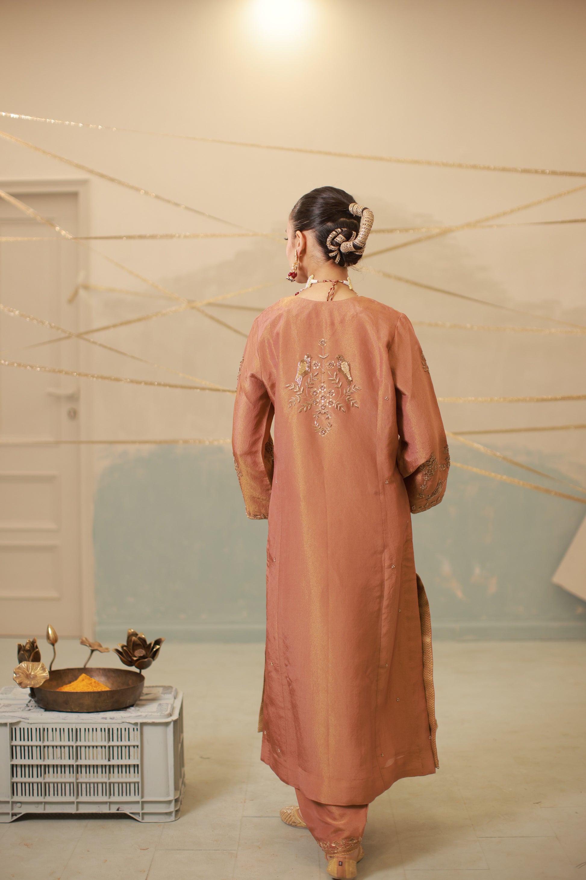 Cinnamon Brown Hand Embroidered Suit Set