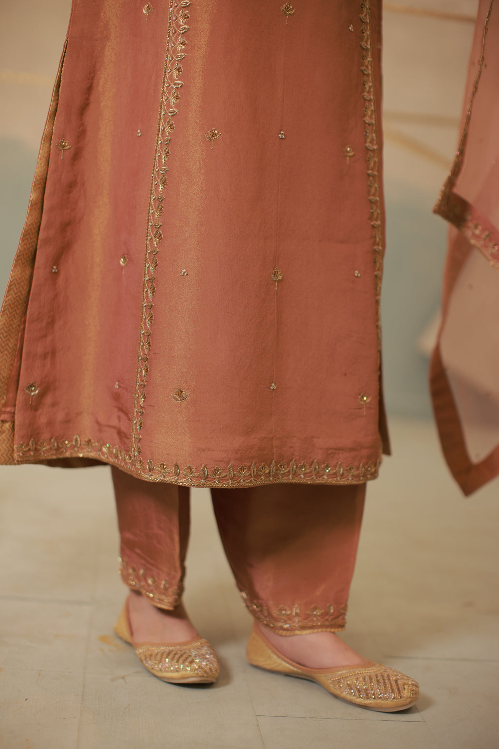 Cinnamon Brown Hand Embroidered Suit Set
