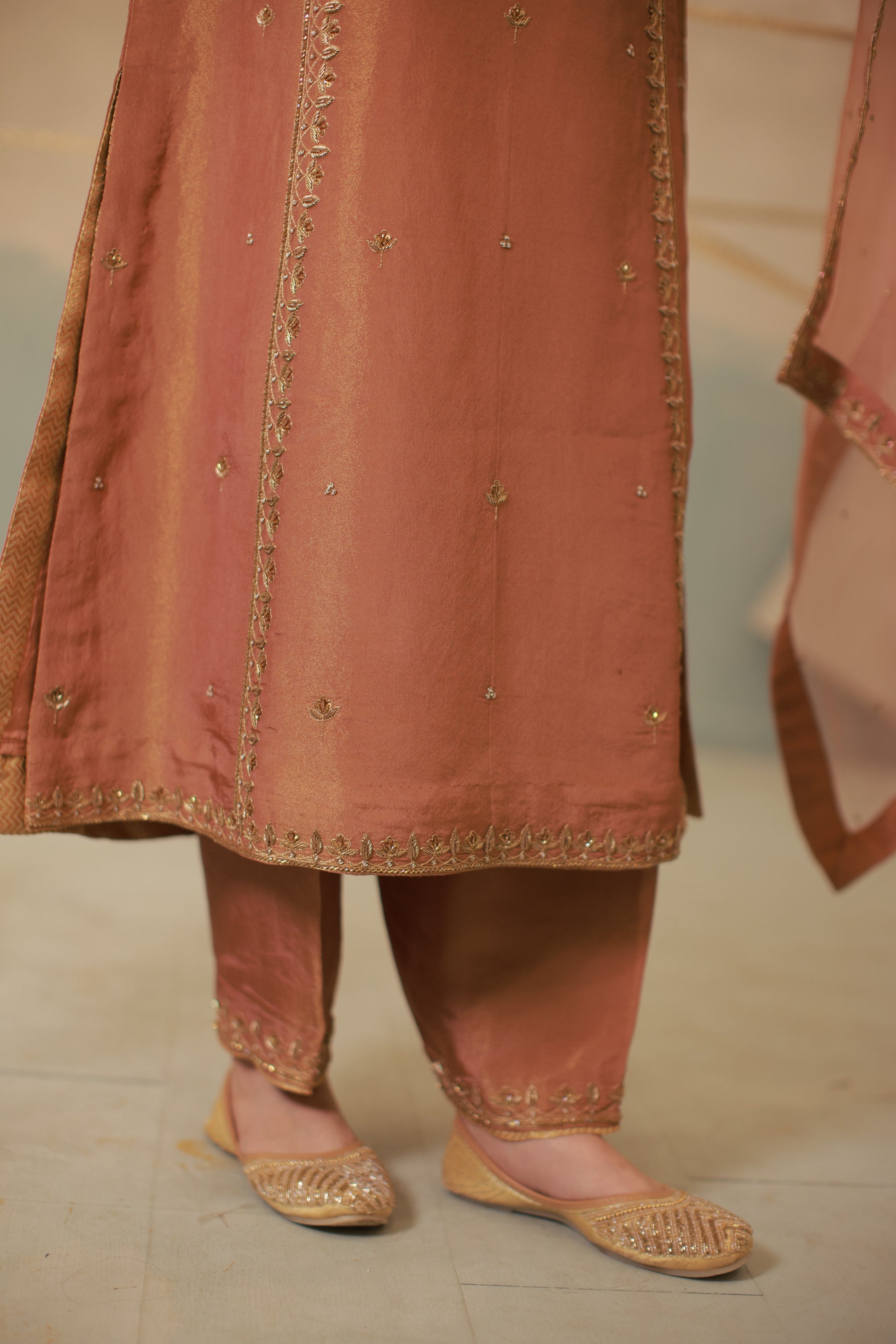 Cinnamon Brown Hand Embroidered Suit Set