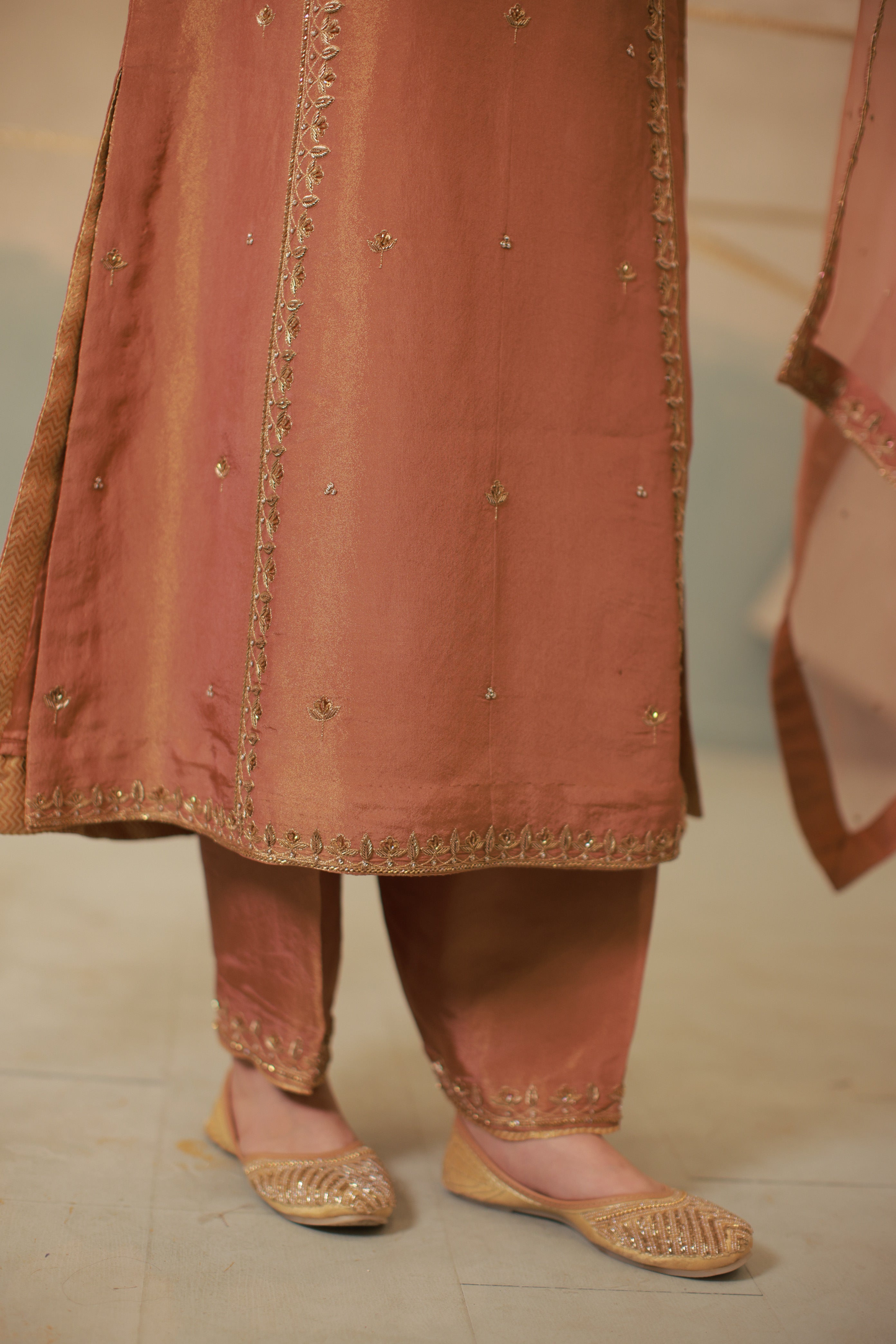 Cinnamon Brown Hand Embroidered Suit Set