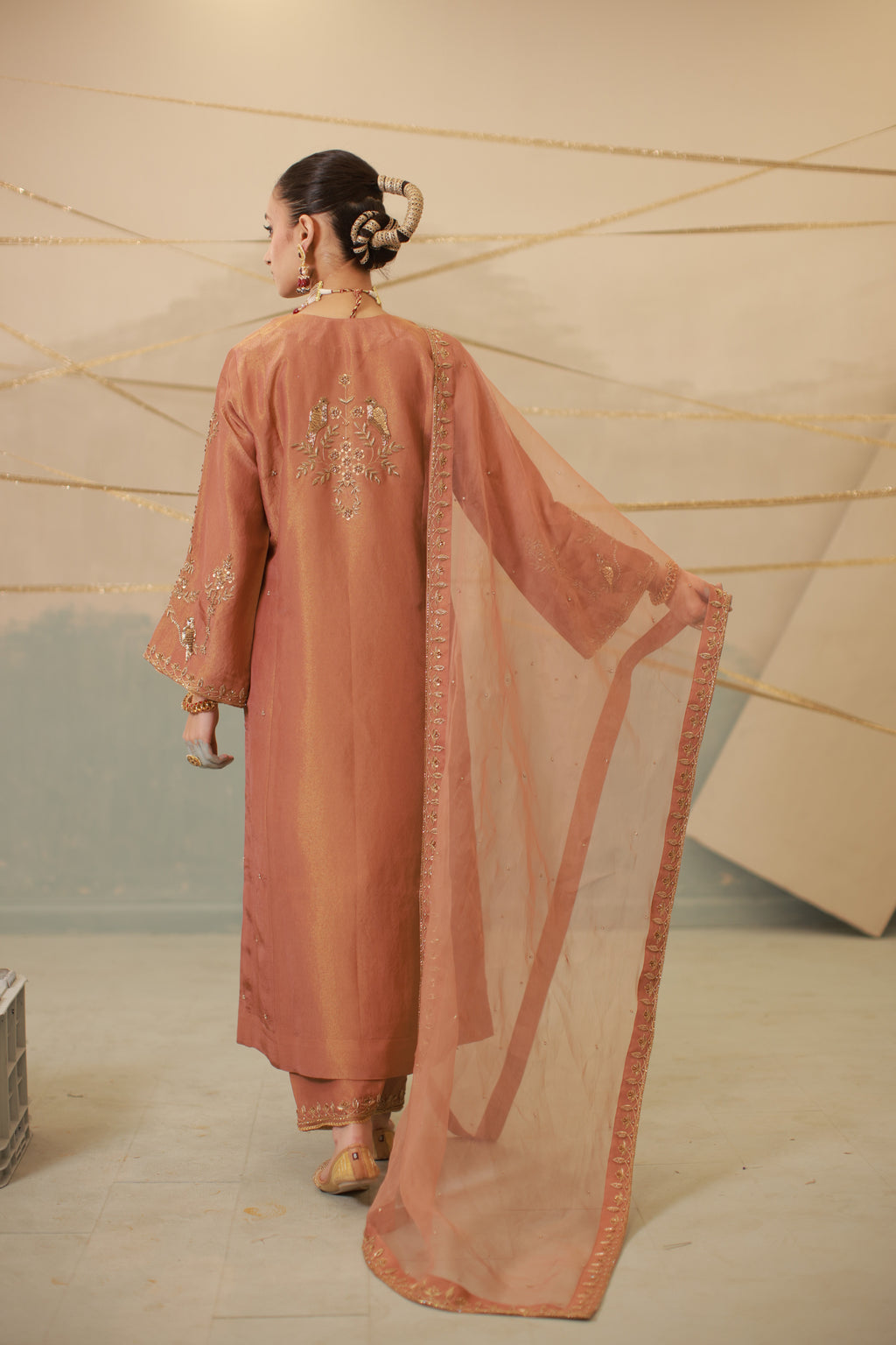 Cinnamon Brown Hand Embroidered Suit Set
