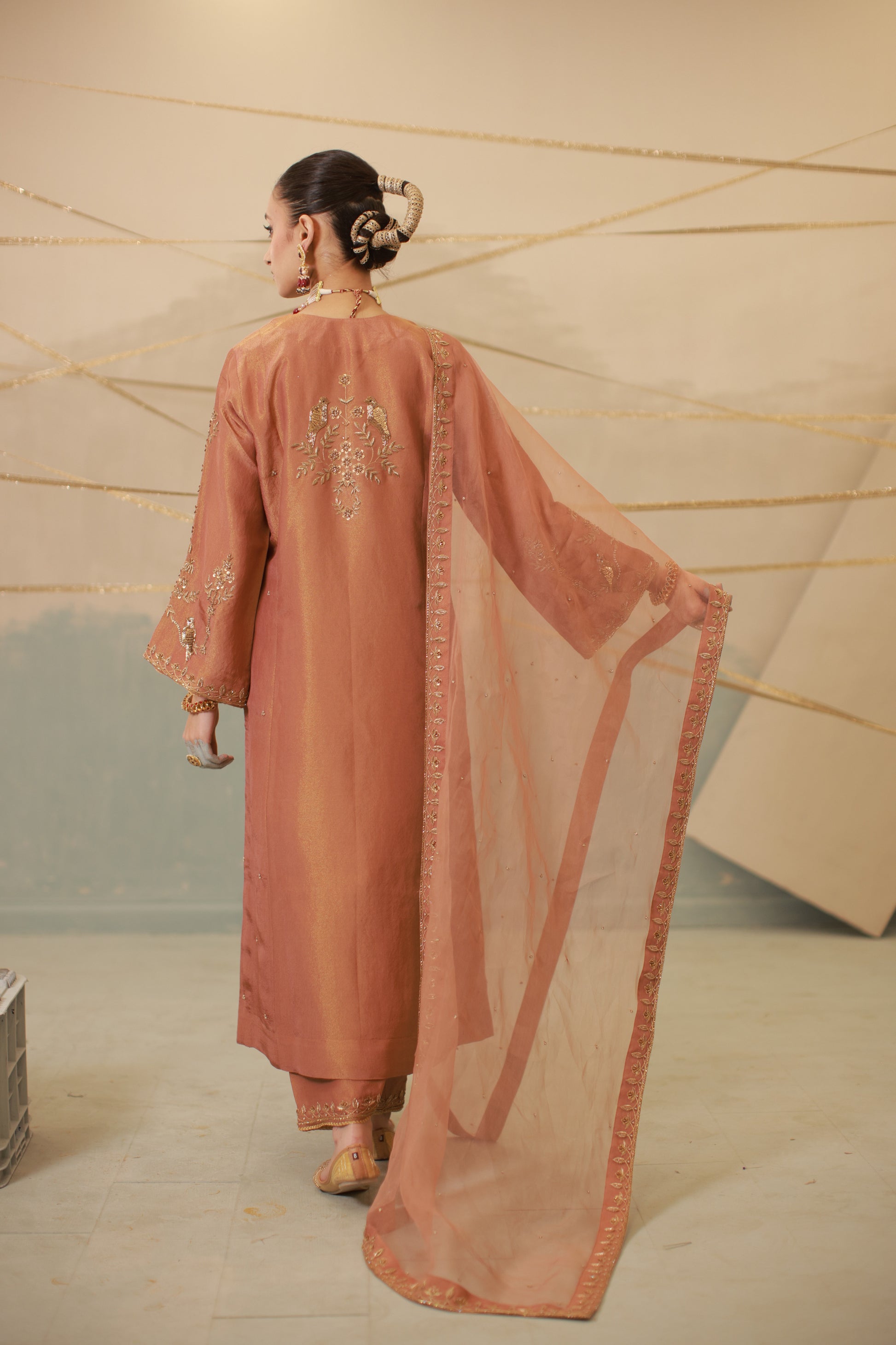 Cinnamon Brown Hand Embroidered Suit Set