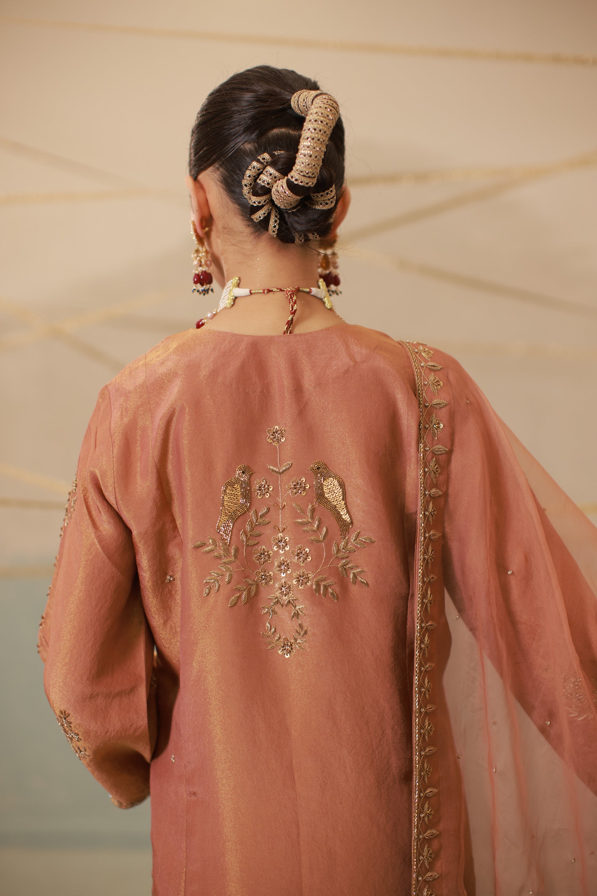 Cinnamon Brown Hand Embroidered Suit Set
