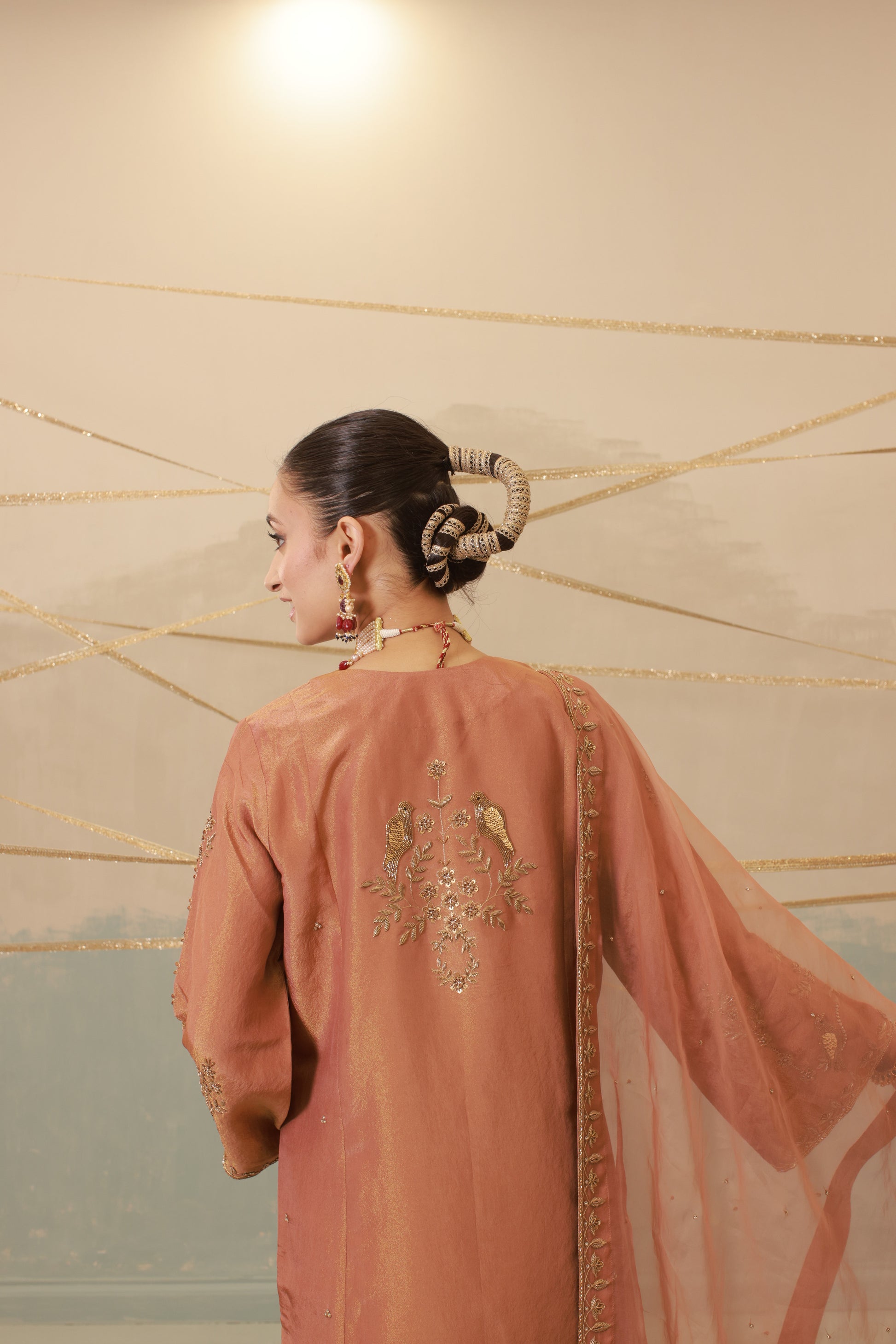 Cinnamon Brown Hand Embroidered Suit Set