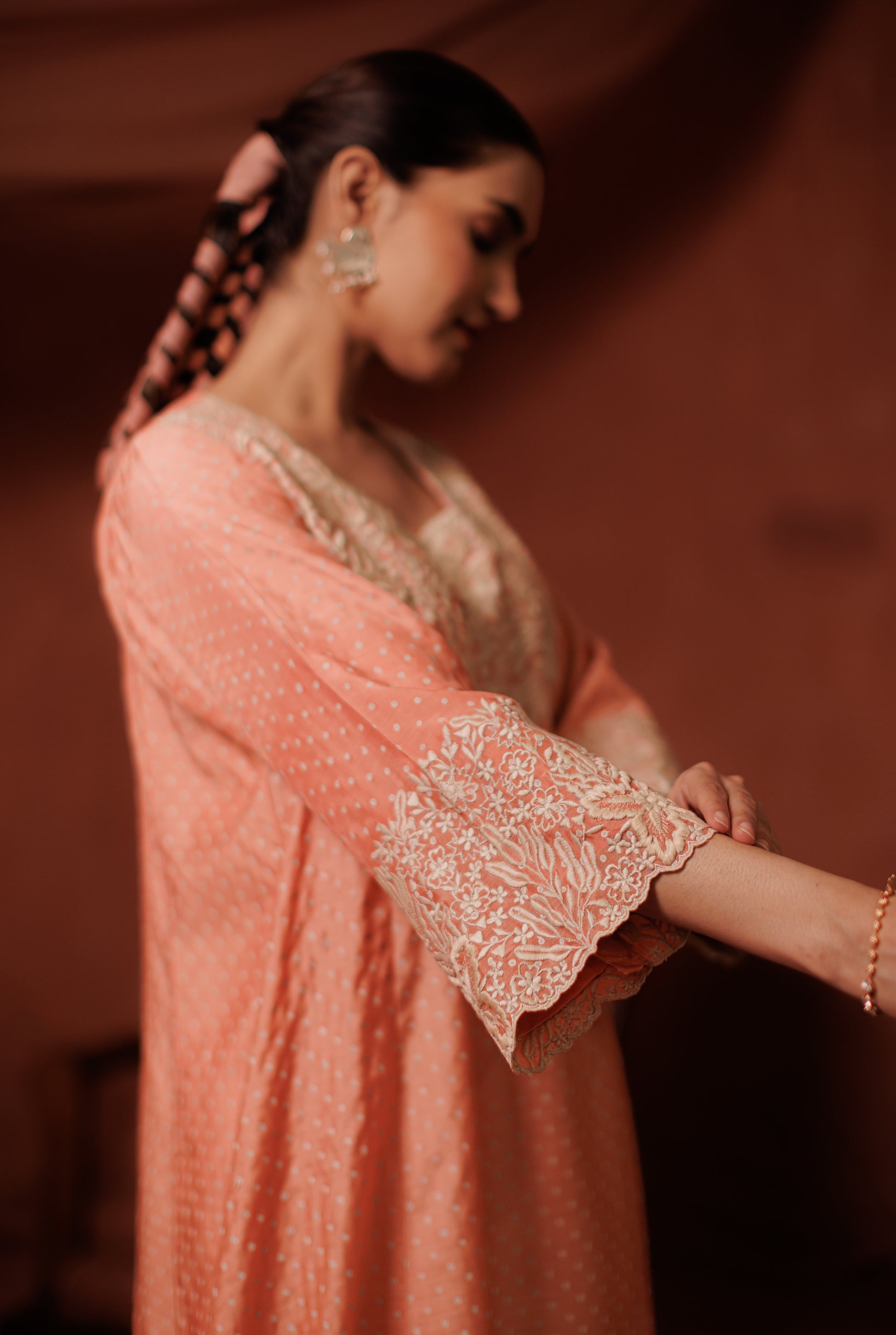 Cotton Cream Embroidered Kurta Set