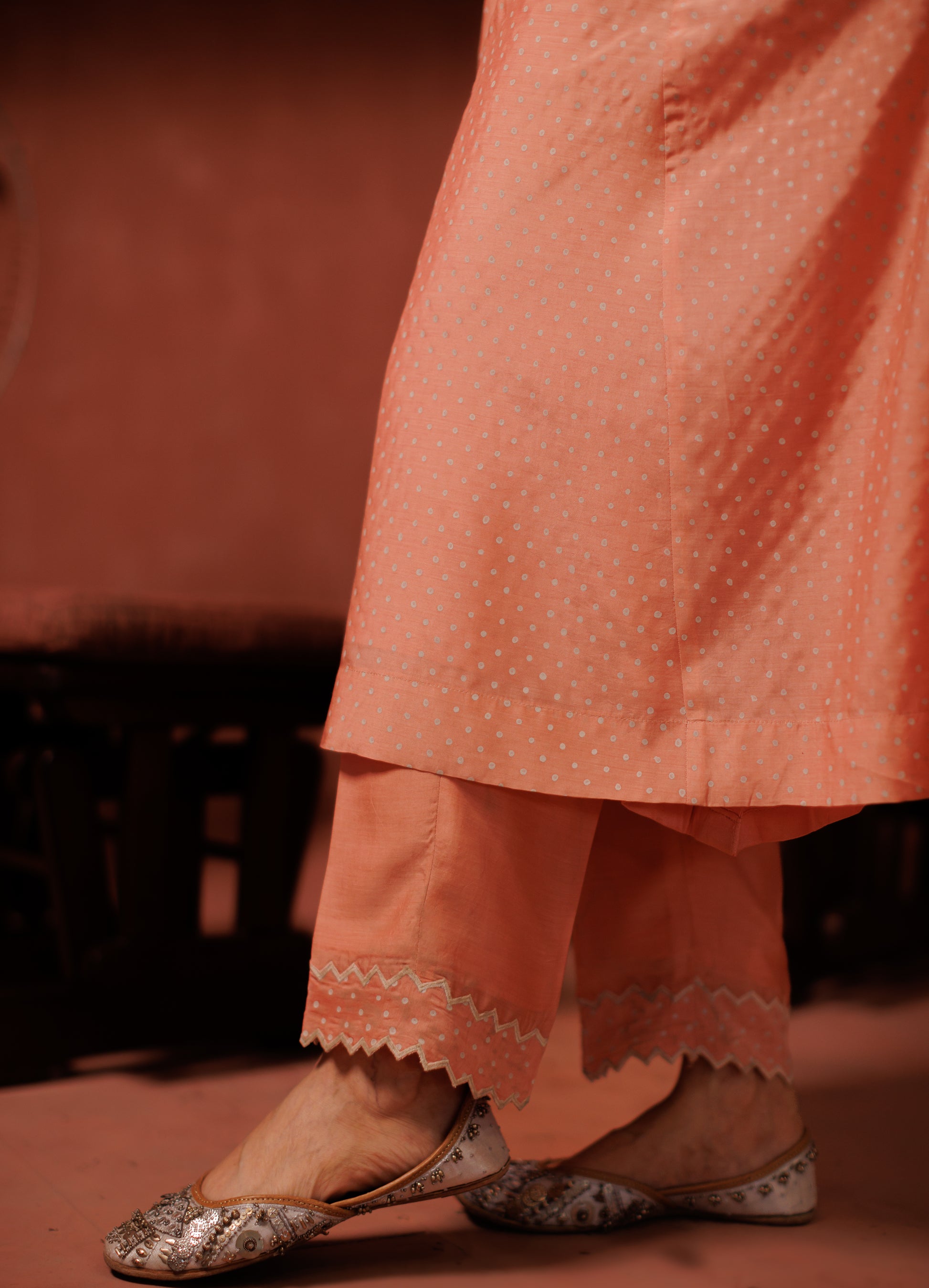 Cotton Cream Embroidered Kurta Set