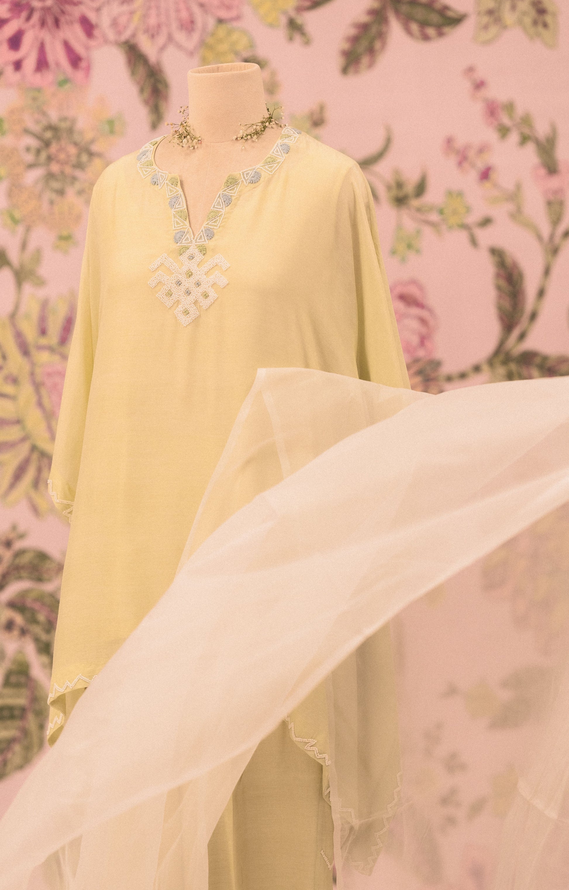Mint green co-ord set with pearl embellishments