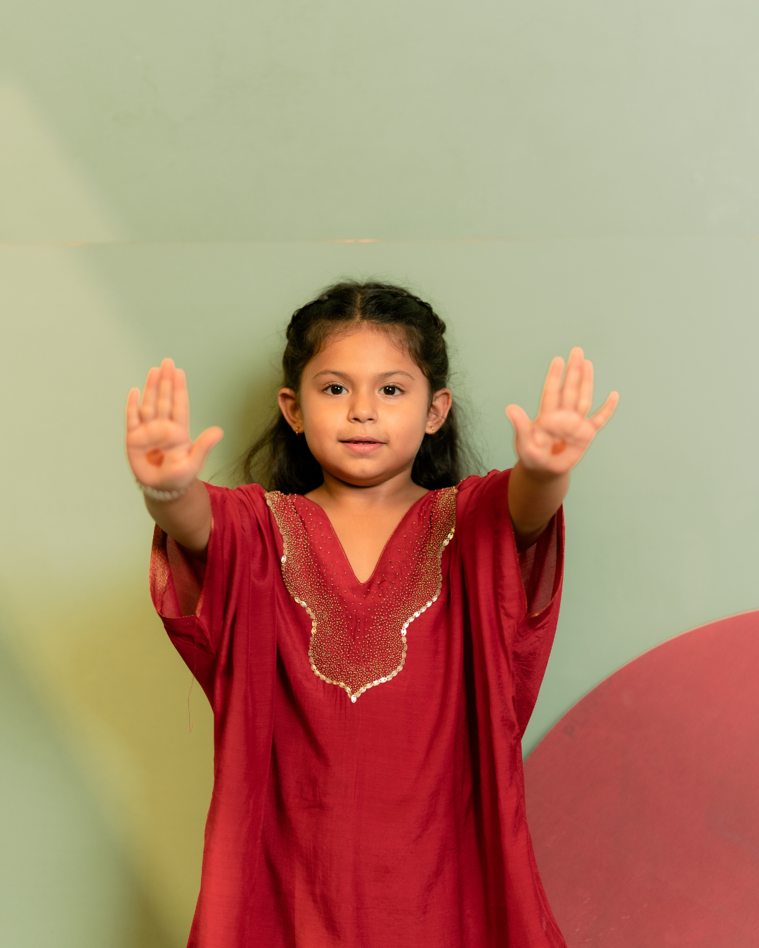 Joyful Red Kaftan Set