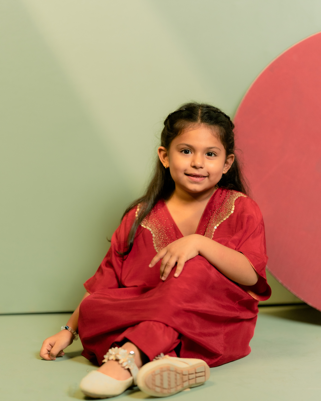 Joyful Red Kaftan Set