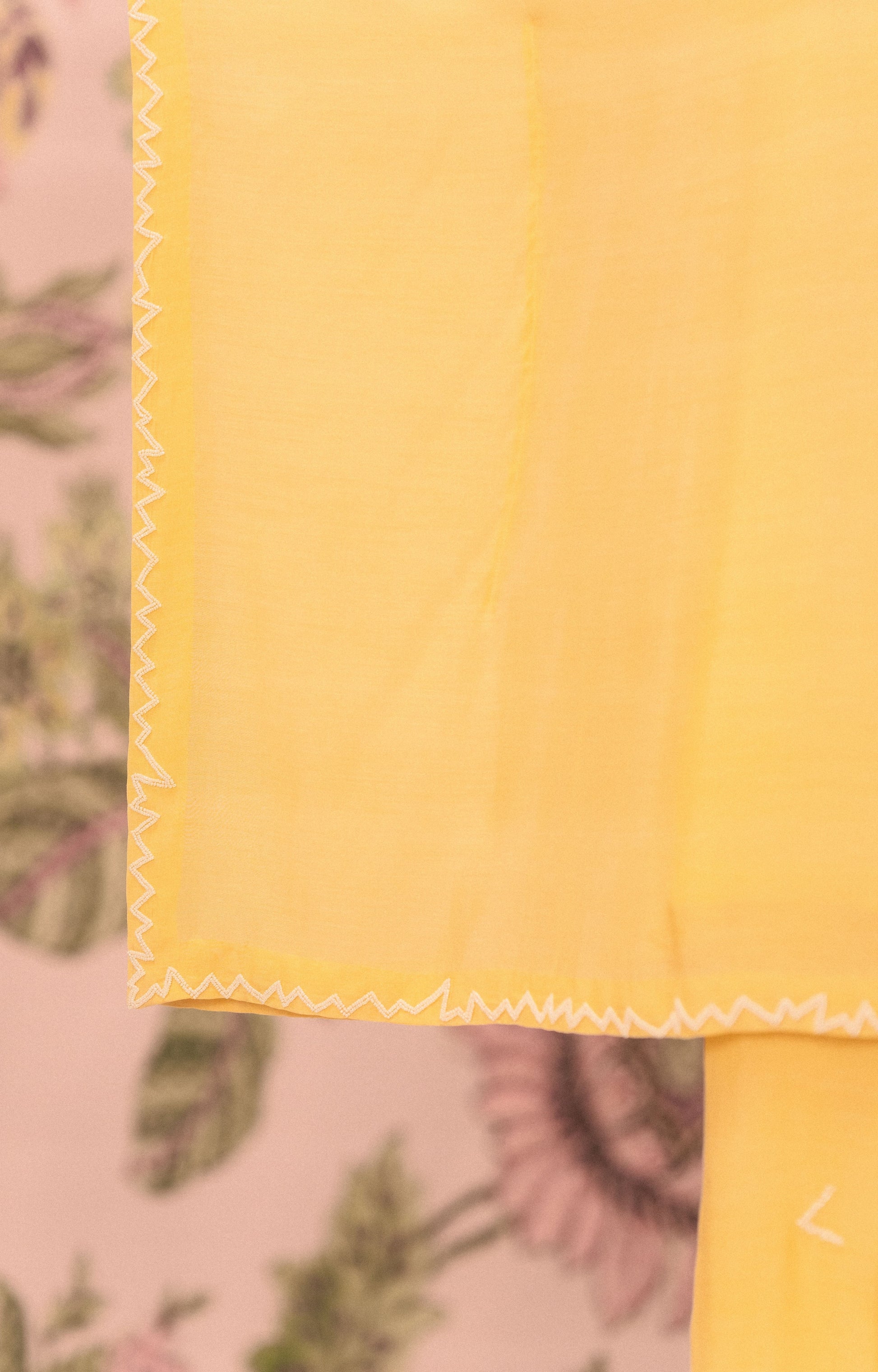 Yellow Mul Silk Pearl Embellished Co-Ord Set