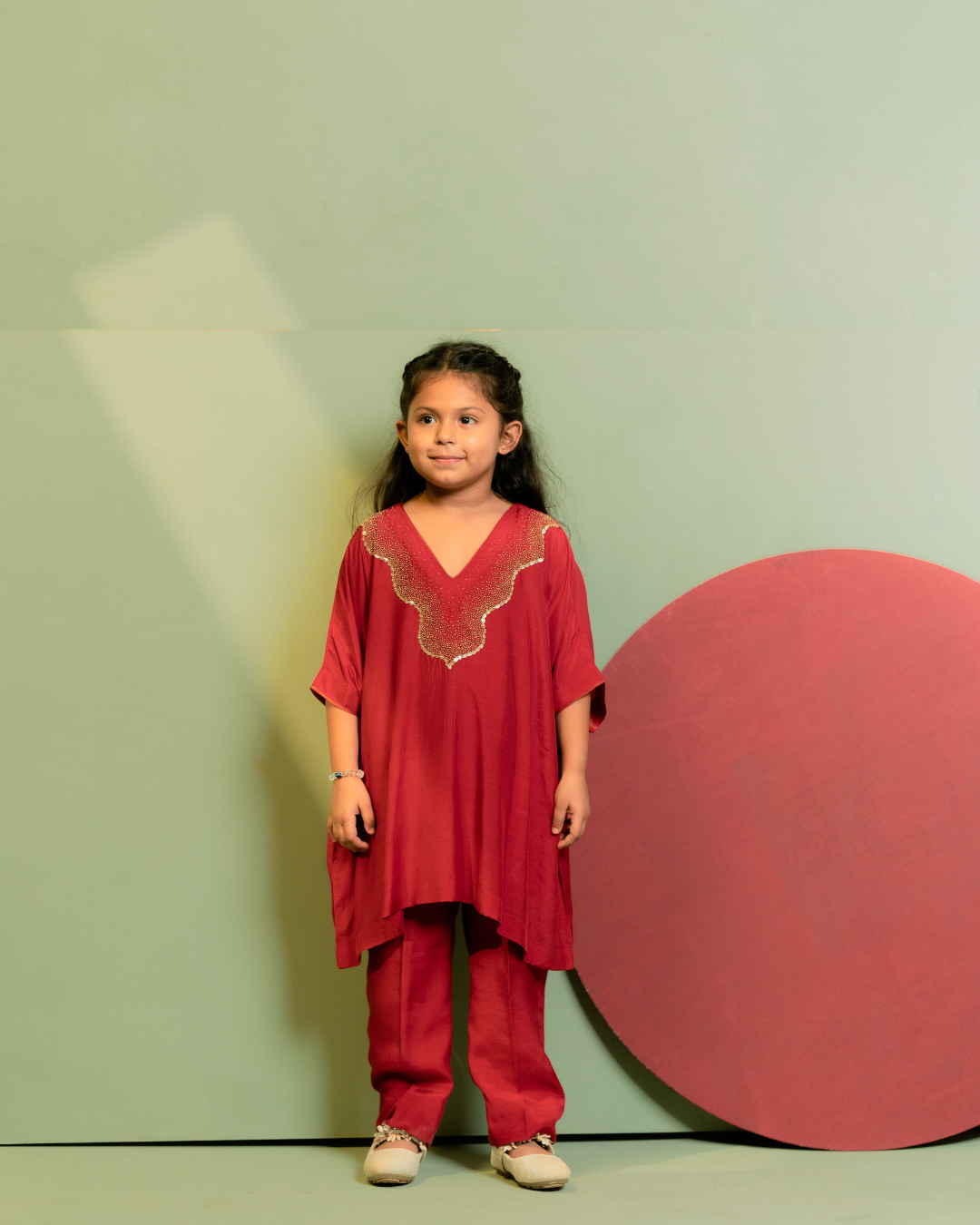 Joyful Red Kaftan Set