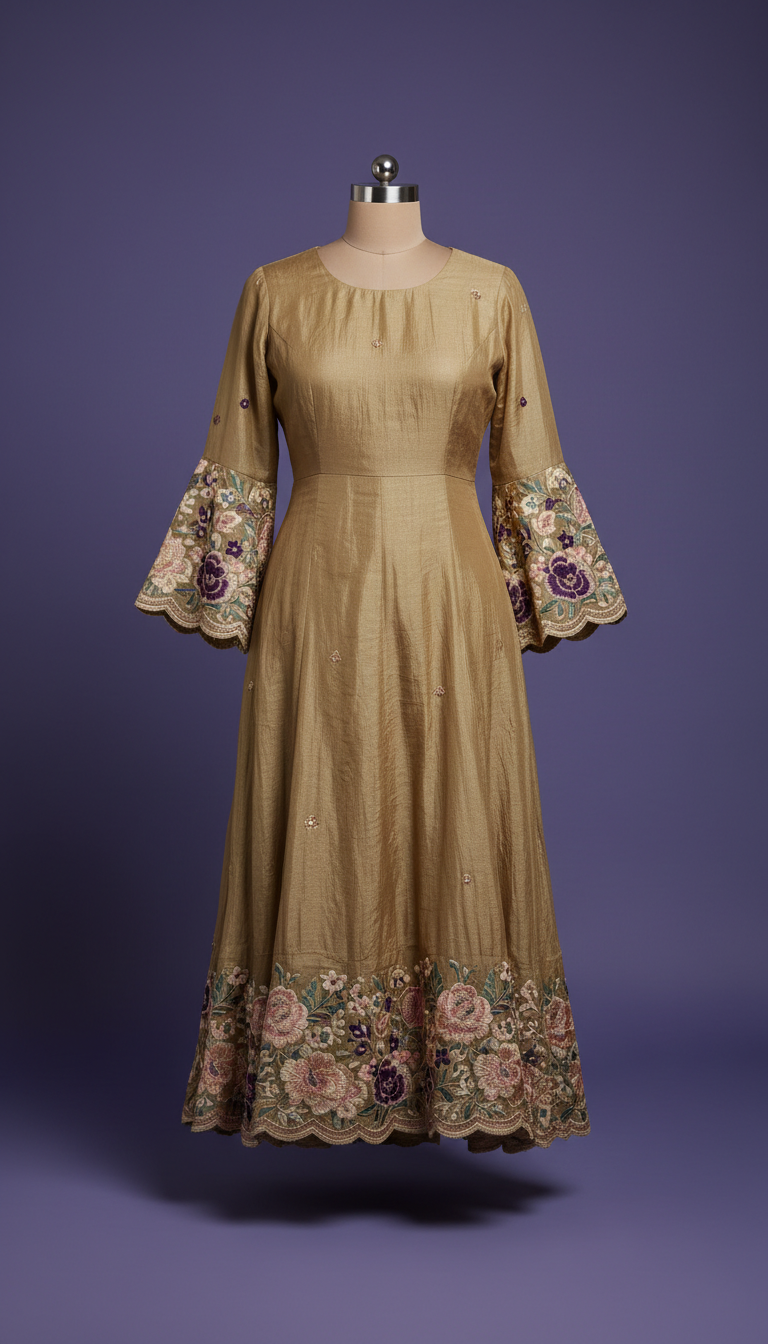 Antique Gold Georgette Festive Suit