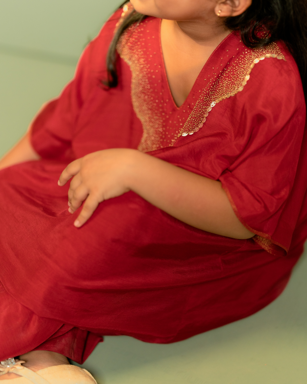 Joyful Red Kaftan Set