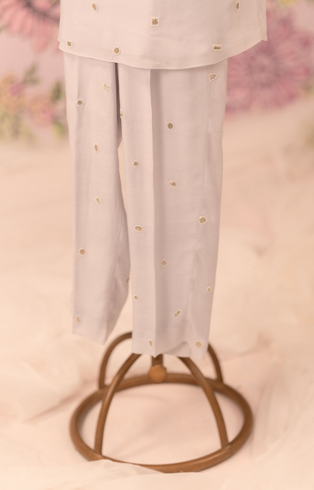 Silver grey co-ord set with all over embellishment