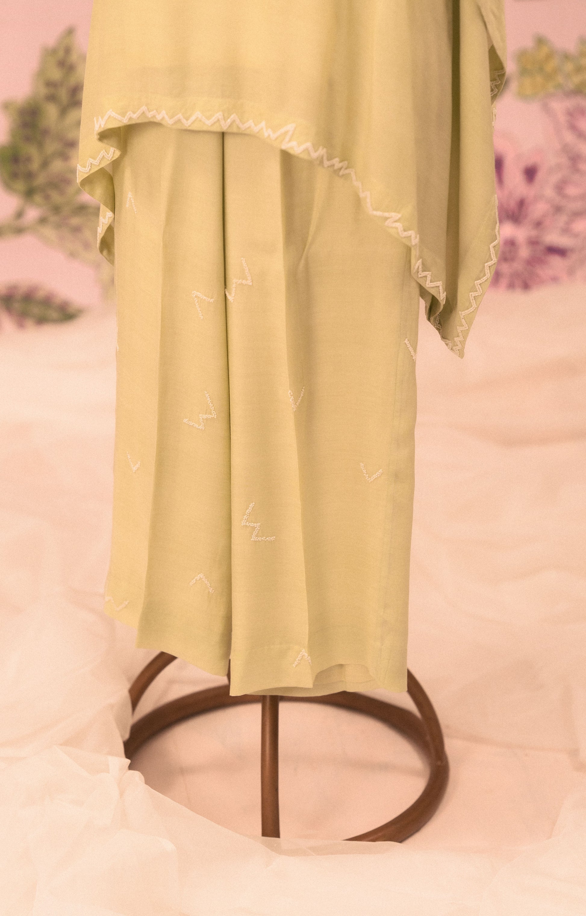 Mint green co-ord set with pearl embellishments
