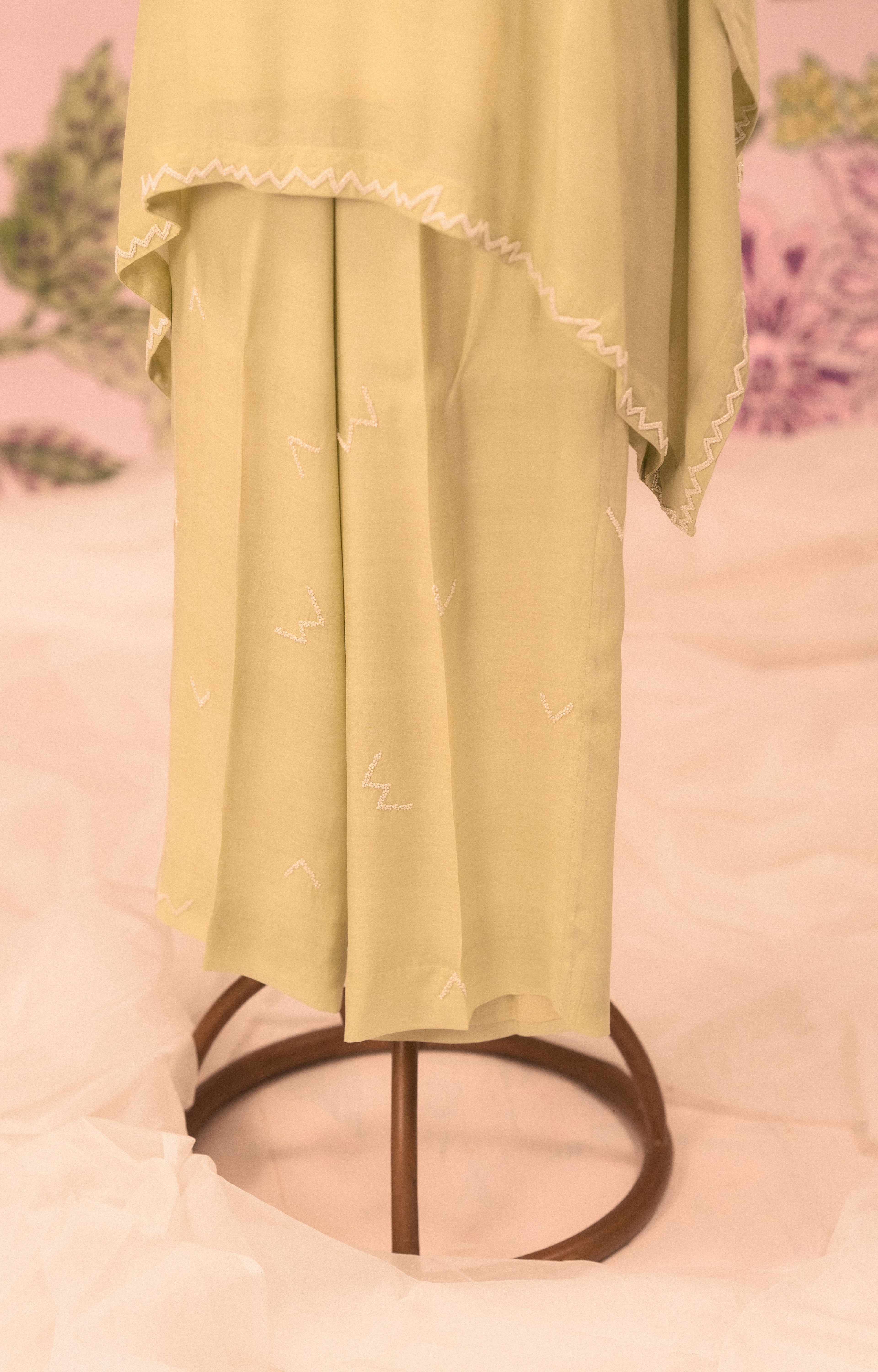Mint green co-ord set with pearl embellishments