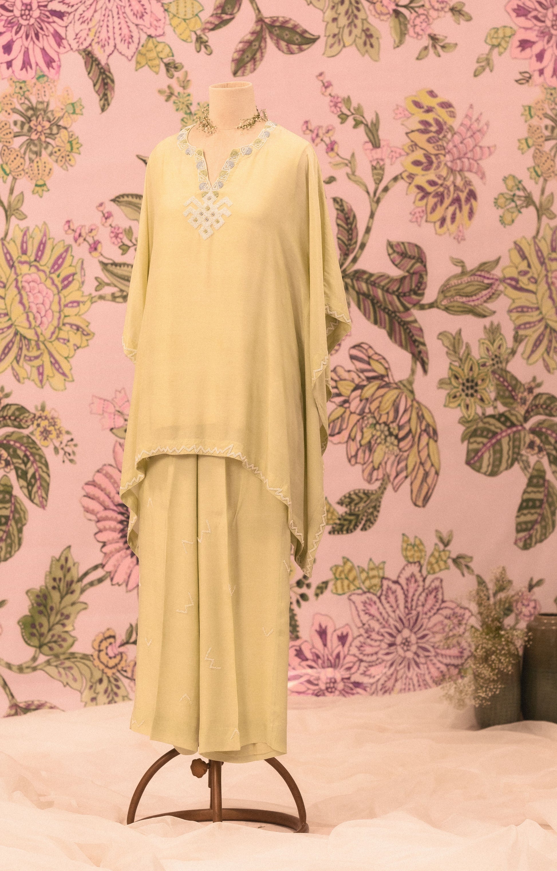 Mint green co-ord set with pearl embellishments