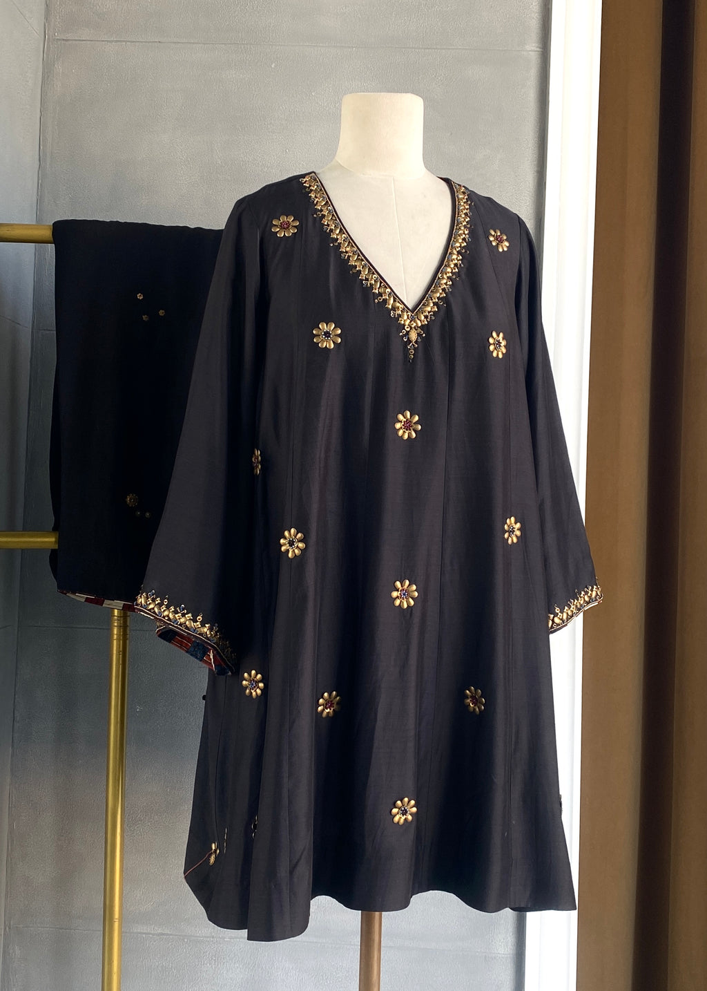 Black Embellished choga set