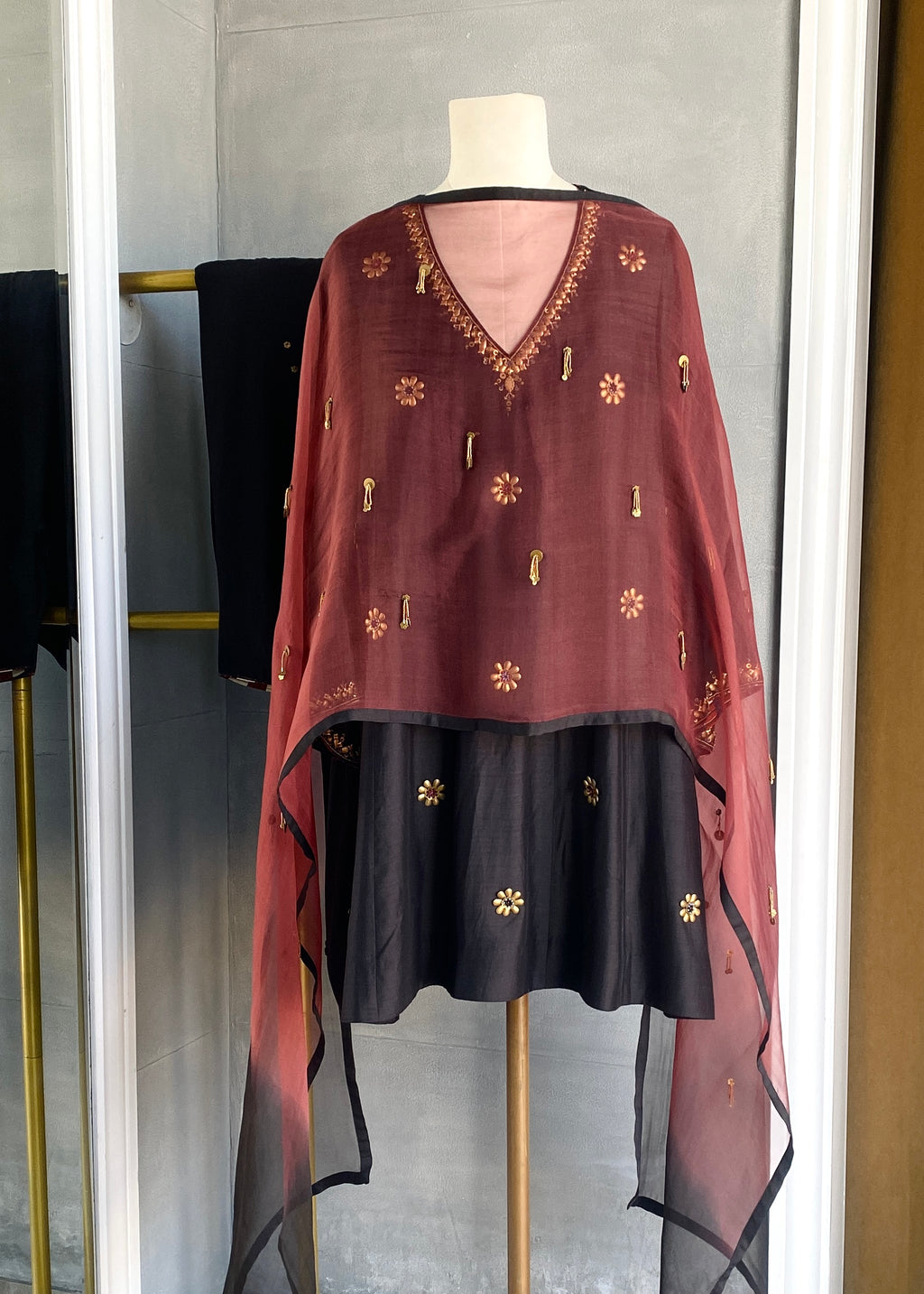 Black Embellished choga set