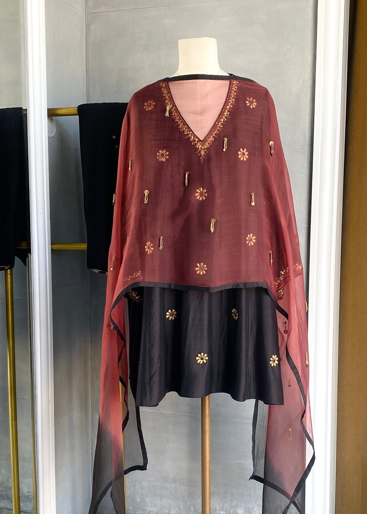 Black Embellished choga set
