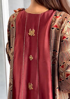 Mehroon Embroidered Short Anarkali Set