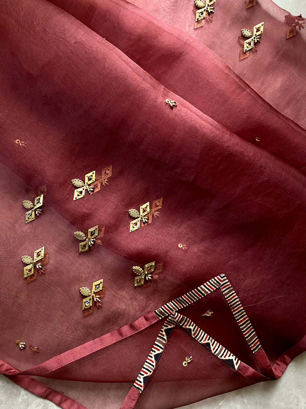 Mehroon Embroidered Short Anarkali Set