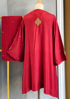 GULNAAR • Ruby Red Embroidered Silk Kurta Set