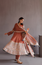 Dusty Rose Pink Pashmina Anarkali Suit Set
